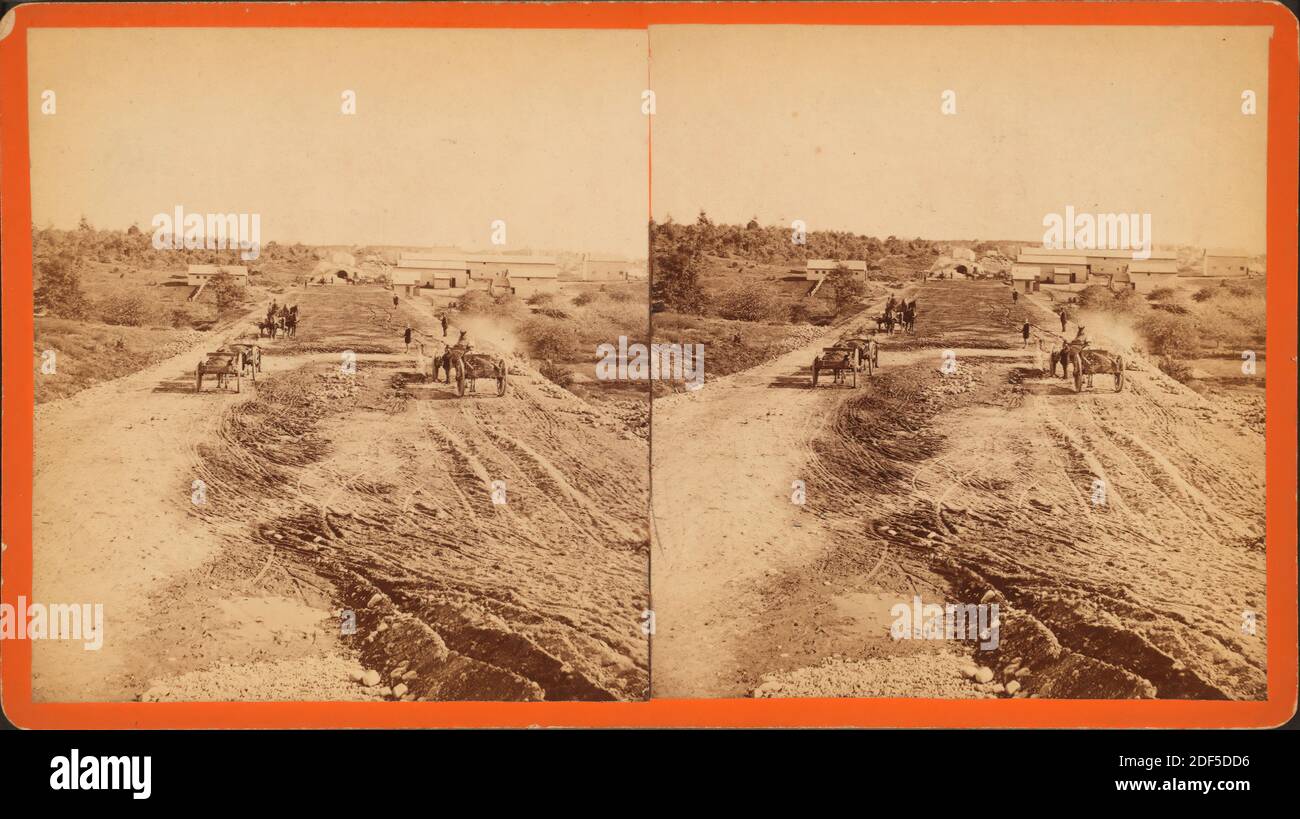 Sudbury River Conduit B.W.W. div.4, sec 14 ottobre 14, 1876, vista presa da sta. 593+37 guardando a est sulla collina di Hurd., immagine, Stereographs, 1876 Foto Stock