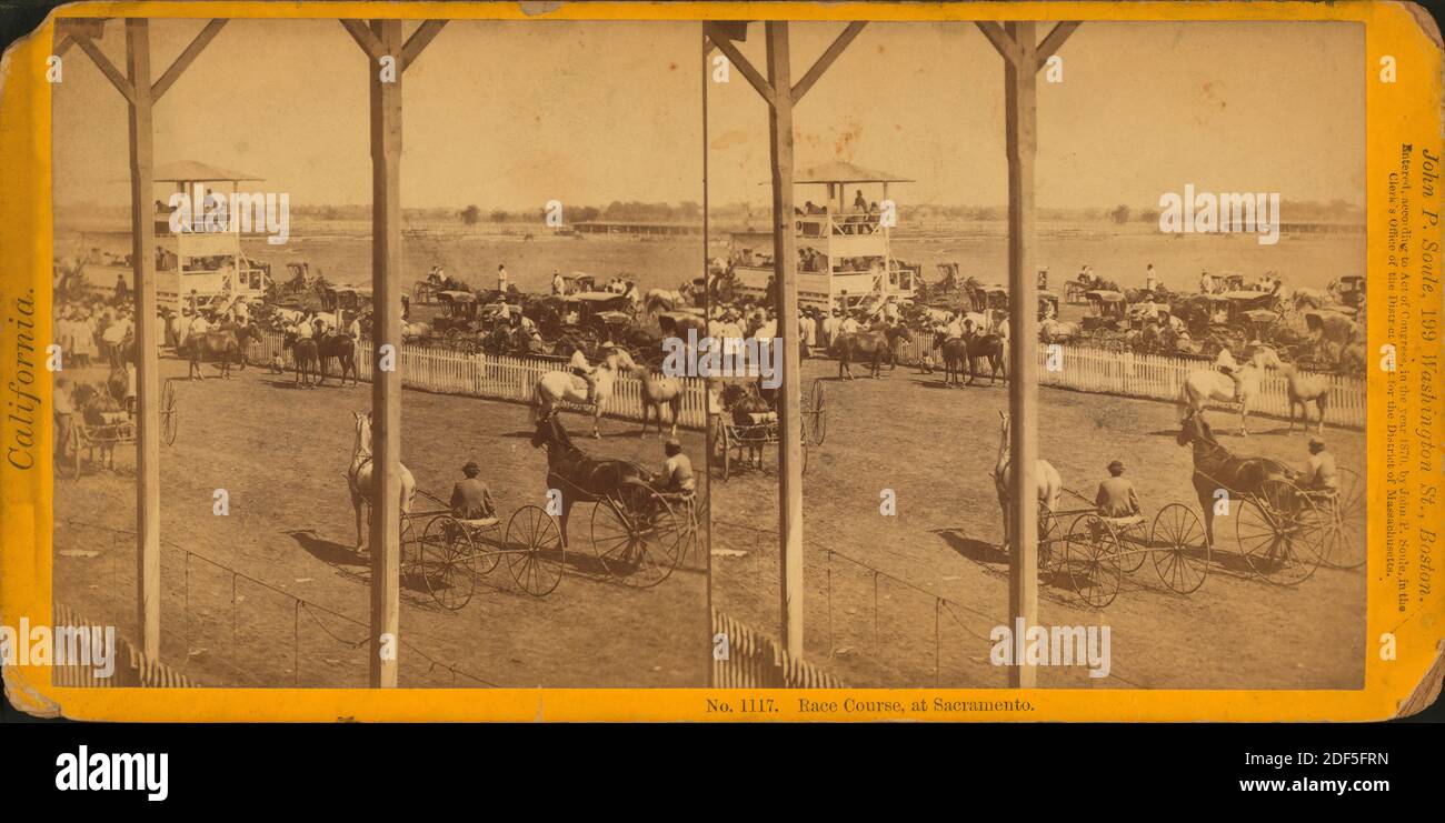Corso di gara, a Sacramento., immagine fissa, Stereographs, 1860 - 1900, Soule, John P. (1827-1904 Foto Stock
