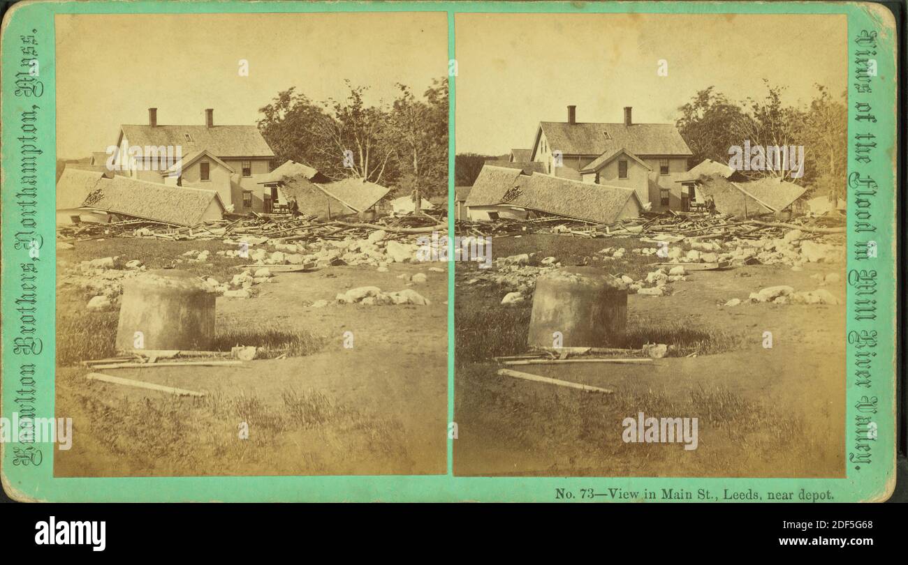 Vista in Main St., Leeds, vicino deposito., immagine statica, Stereographs, 1874, Knowlton Bros Foto Stock