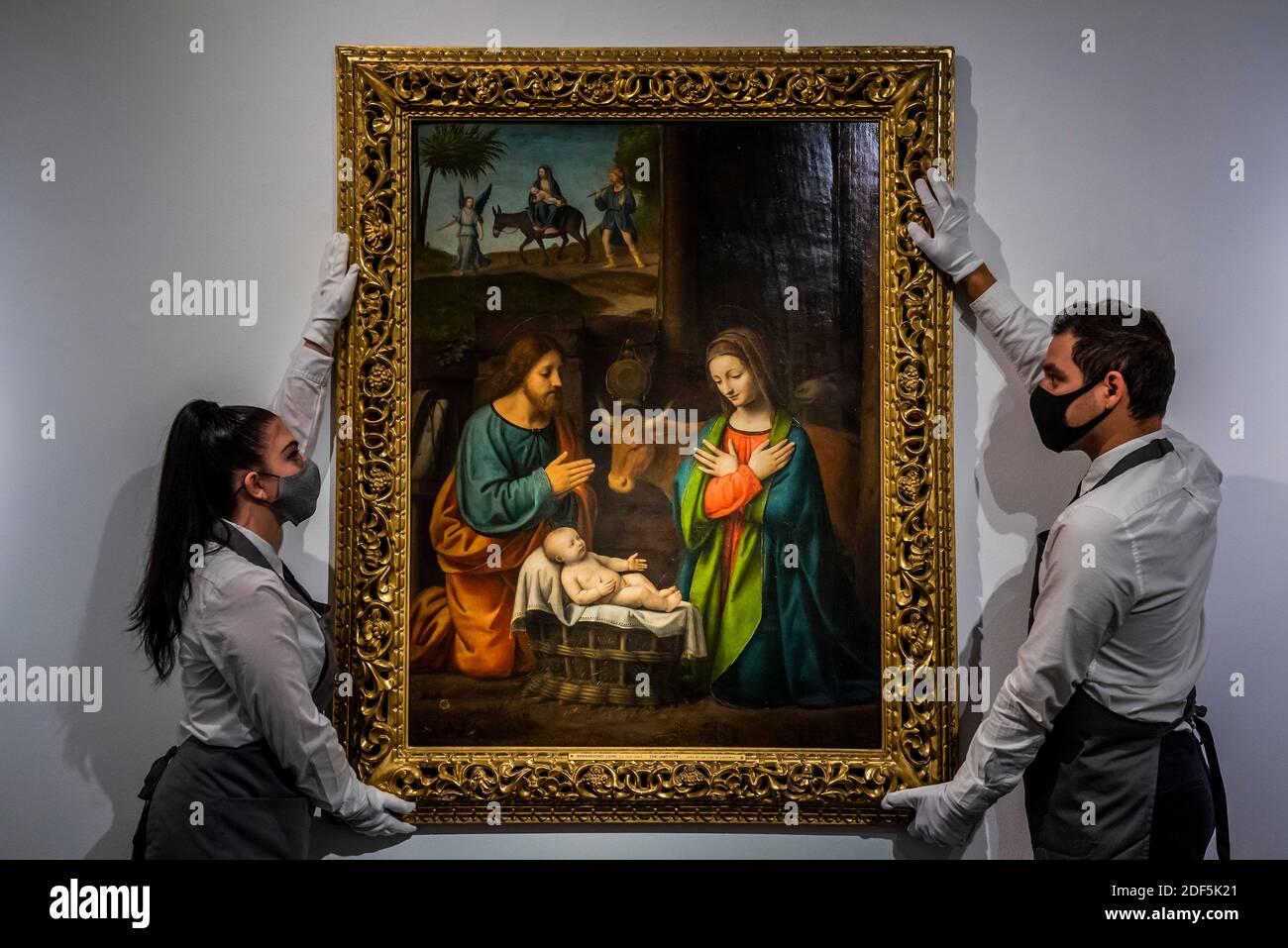 Londra, Regno Unito. 3 dicembre 2020. BERNARDINO LUINI, la Natività, con il viaggio in Egitto, (stima £3,000,000-5,000,000) parte della vendita serale di Old Masters, 15 dicembre 18.00 - un'anteprima della settimana classica di Christie che include 10 vendite la prossima settimana. Credit: Guy Bell/Alamy Live News Foto Stock