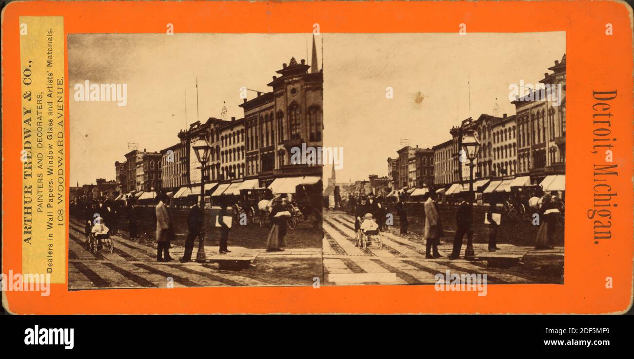Woodward Avenue, Detroit. , immagine fissa, Stereografi, 1880 Foto Stock