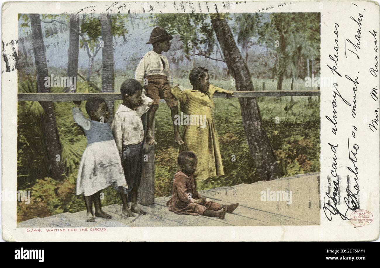 In attesa del Circus, fermo immagine, Cartoline, 1898 - 1931 Foto Stock