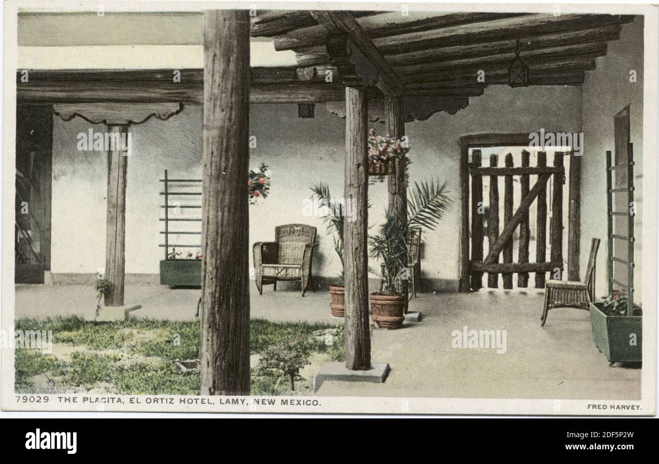 The Placita, El Ortiz, Hotel, Lamy, N. M., Still Image, Cartoline, 1898 - 1931 Foto Stock