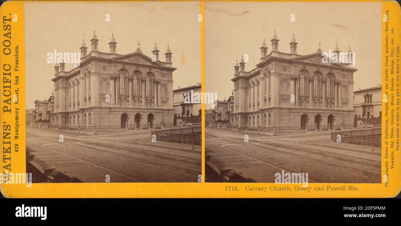 Chiesa di Calvario, Geary e Powell STS., immagine, Stereographs, 1870, Watkins, Carleton E. (1829-1916 Foto Stock
