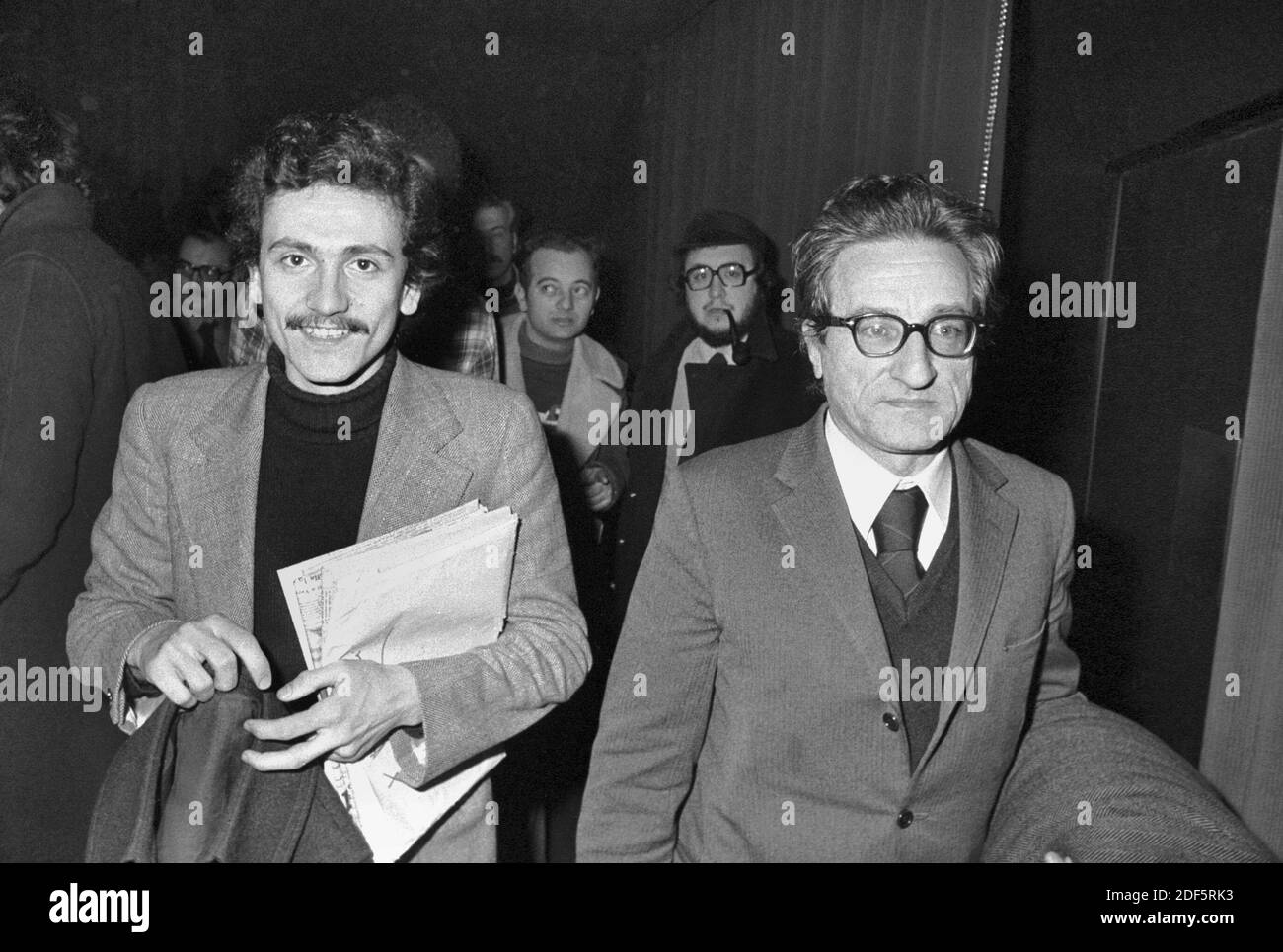 - massimo D'Alema ed Aldo Tortorella del PCI (Partito Comunista Italiano), Roma, 1976....- massimo D'Alema e Aldo Tortorella del PCI (Partito Comunista Italiano), Roma, 1976 Foto Stock