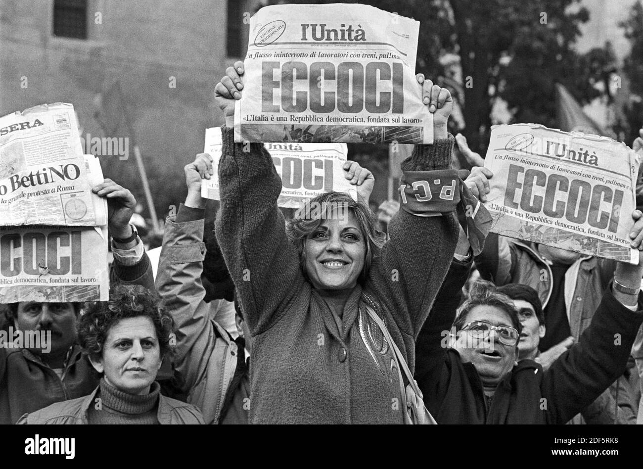 - manifestazione del PCI, Partita Comunista Italiano, contro il governo di Bettino Craxi (marzo 1984)..- manifestazione del PCI, Partito Comunista Italiano, contro il governo di Bettino Craxi (marzo 1984) Foto Stock