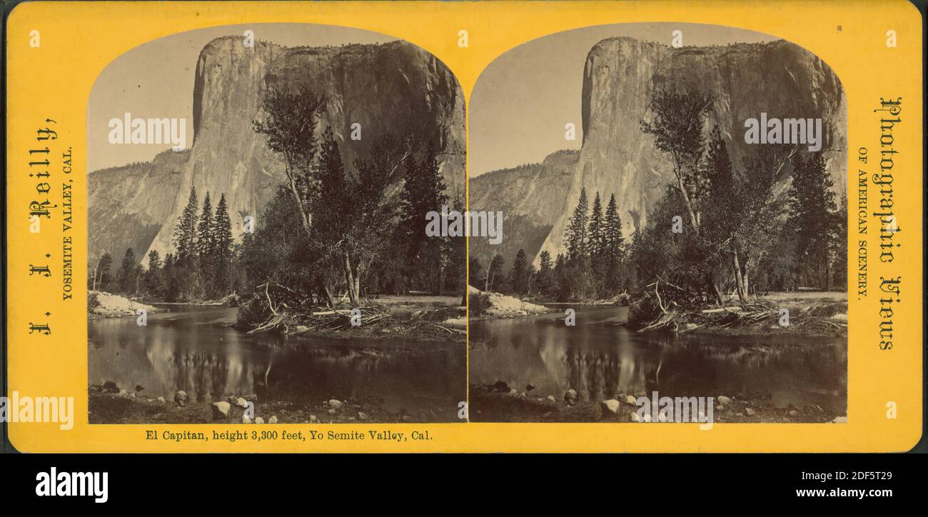 El Capitan, 3,300 metri, Yo Semite Valley, Cal., immagine statica, Stereographs, 1850 - 1930, Reilly, John James (1839-1894 Foto Stock