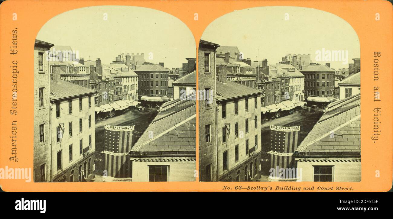 Scollay's Building e Court Street., immagine, Stereographs, 1850 - 1930 Foto Stock