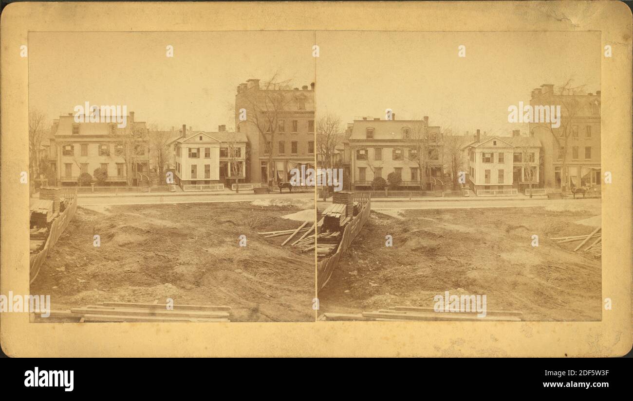 Vista delle case, immagine, Stereografi, 1850 - 1930, Warner, Milano P. Foto Stock