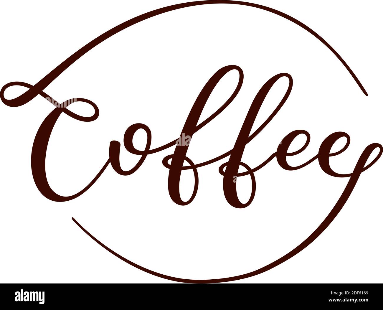 Caffè con scritta a mano. Modello per scheda, stampa. Illustrazione Vettoriale