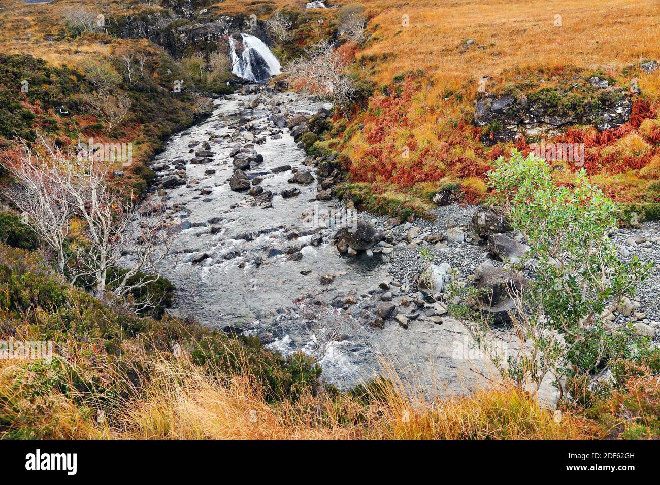 Paesaggio alpino nelle montagne di Cuillin, Highlands della Scozia, Europa Foto Stock