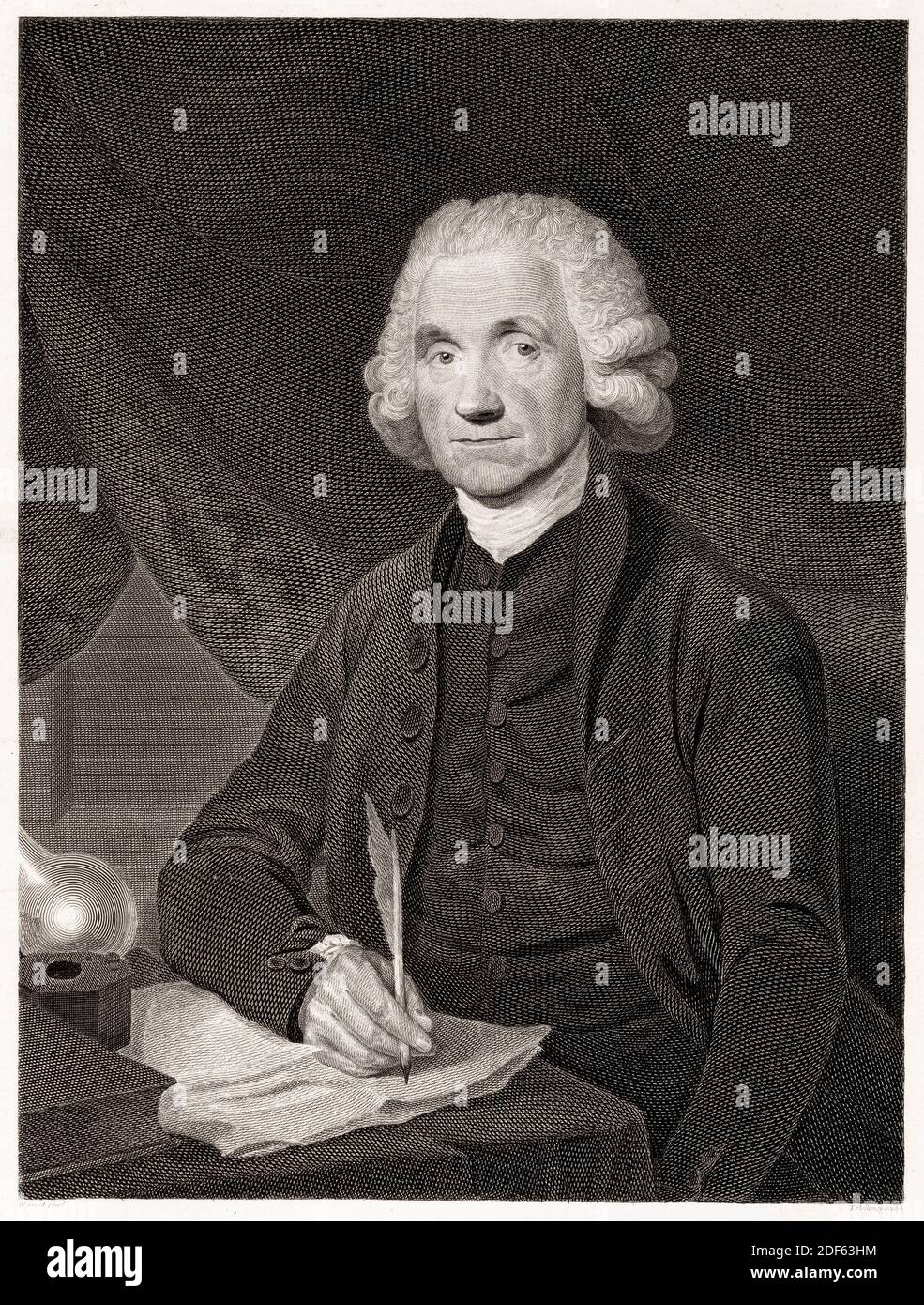 Joseph Priestley (1733-1804), chimico inglese che scoprì l'ossigeno e il ciclo del carbonio, incisione ritratto di Thomas Holloway dopo William Artaud, intorno al 1794 Foto Stock