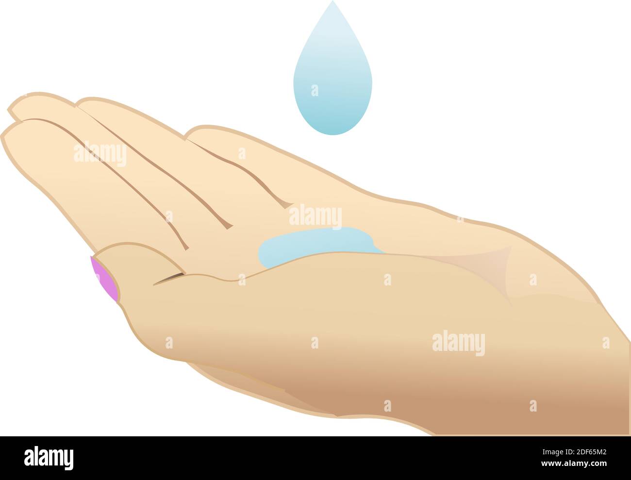 Antisettico in una mano umana. Icone su sfondo bianco. Illustrazione Vettoriale