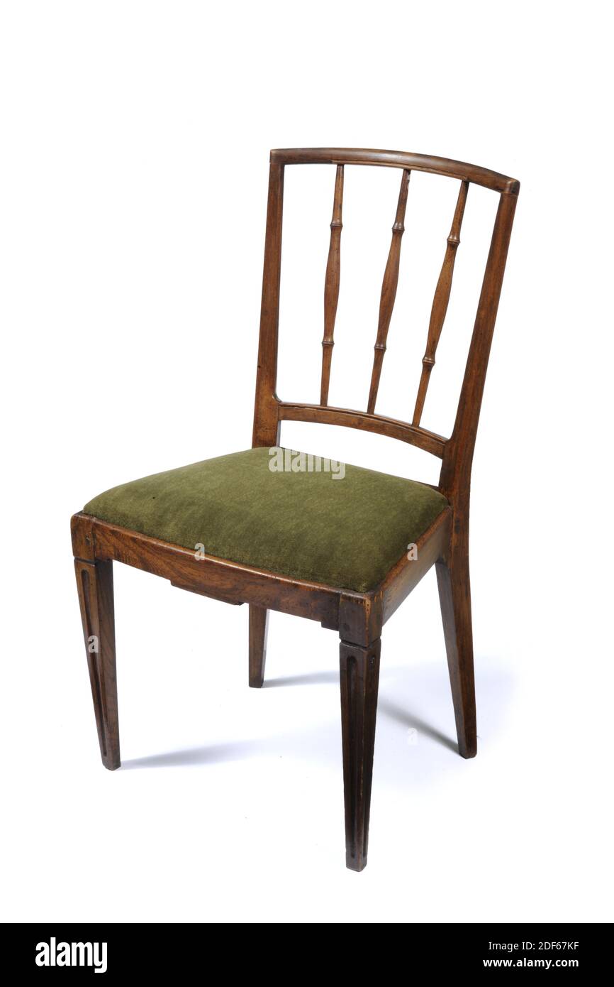 Sedia, Anonimo, quattro sedie di olmo con tre barre nello schienale. Tardo Luigi XVI, seconda metà del 18 ° secolo Foto Stock