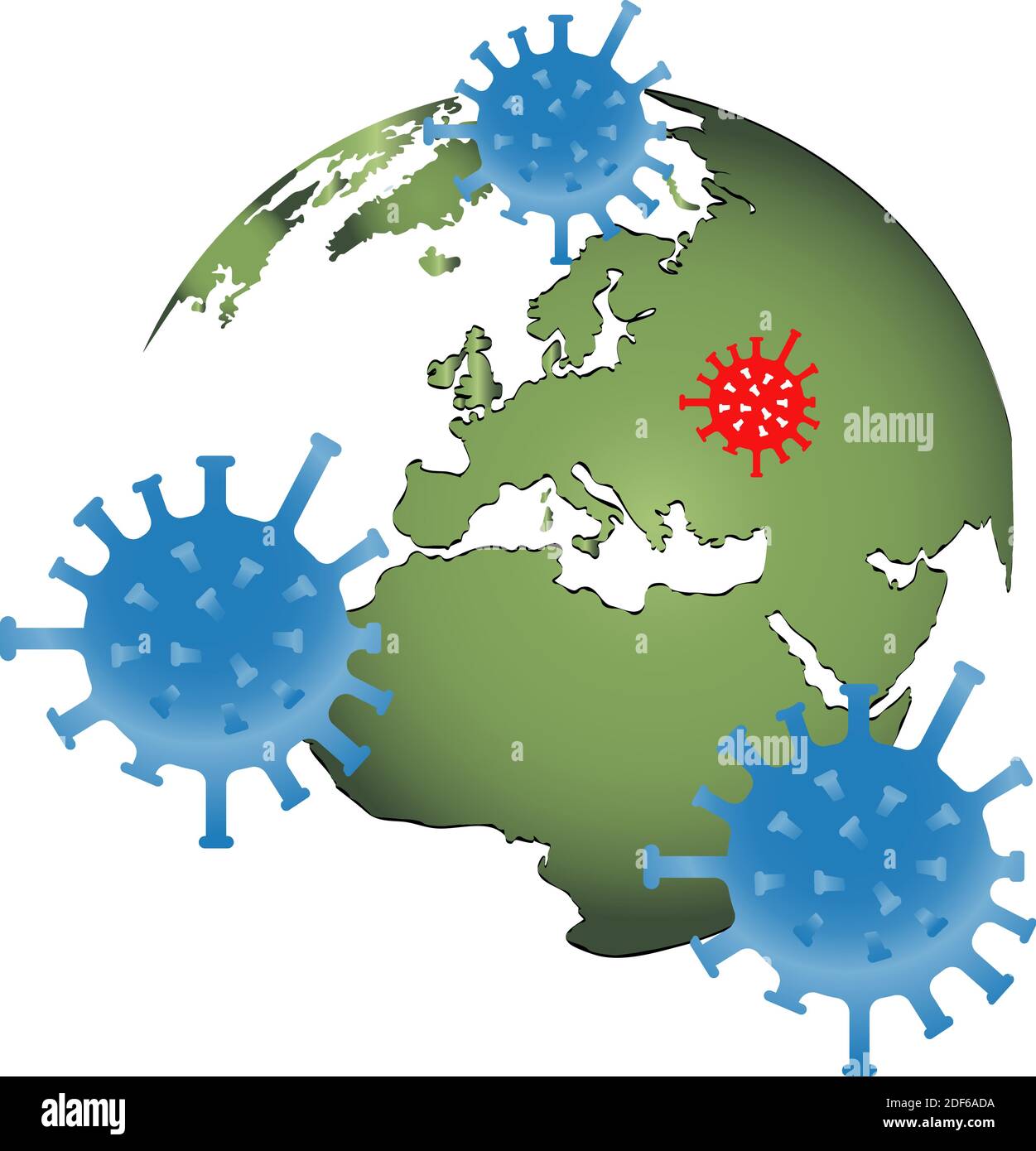 La diffusione del coronavirus sulla terra del pianeta. Illustrazione Vettoriale