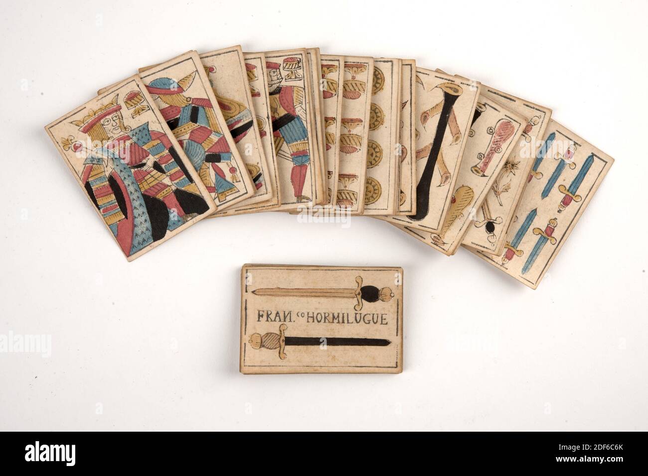 Carte da gioco, 1720, pergamena, carta, inchiostro, stampato, Generale: 6 x  9,2cm (60 x 92mm) carte, Generale: 10.5 x 7 x 1,4cm (105 x 70 x 14mm)  confezione, mazzo di tipo spagnolo