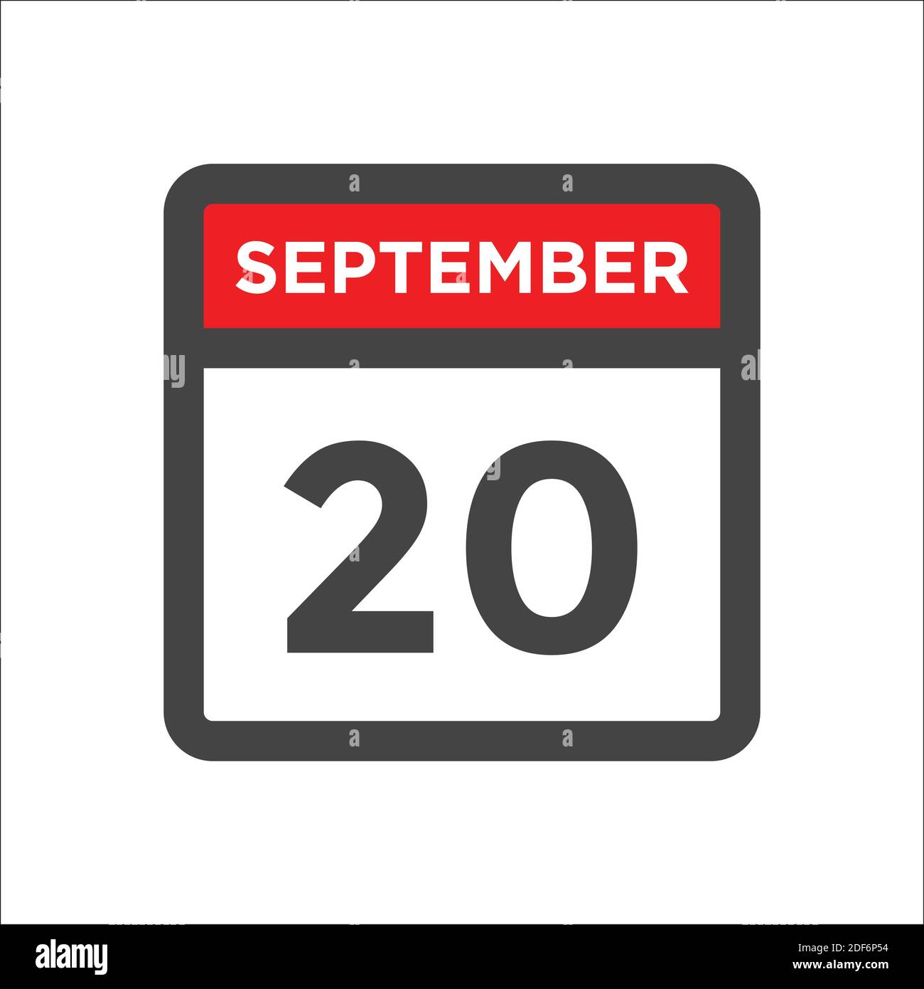 Icona del calendario di settembre 20 con giorno e mese Illustrazione Vettoriale