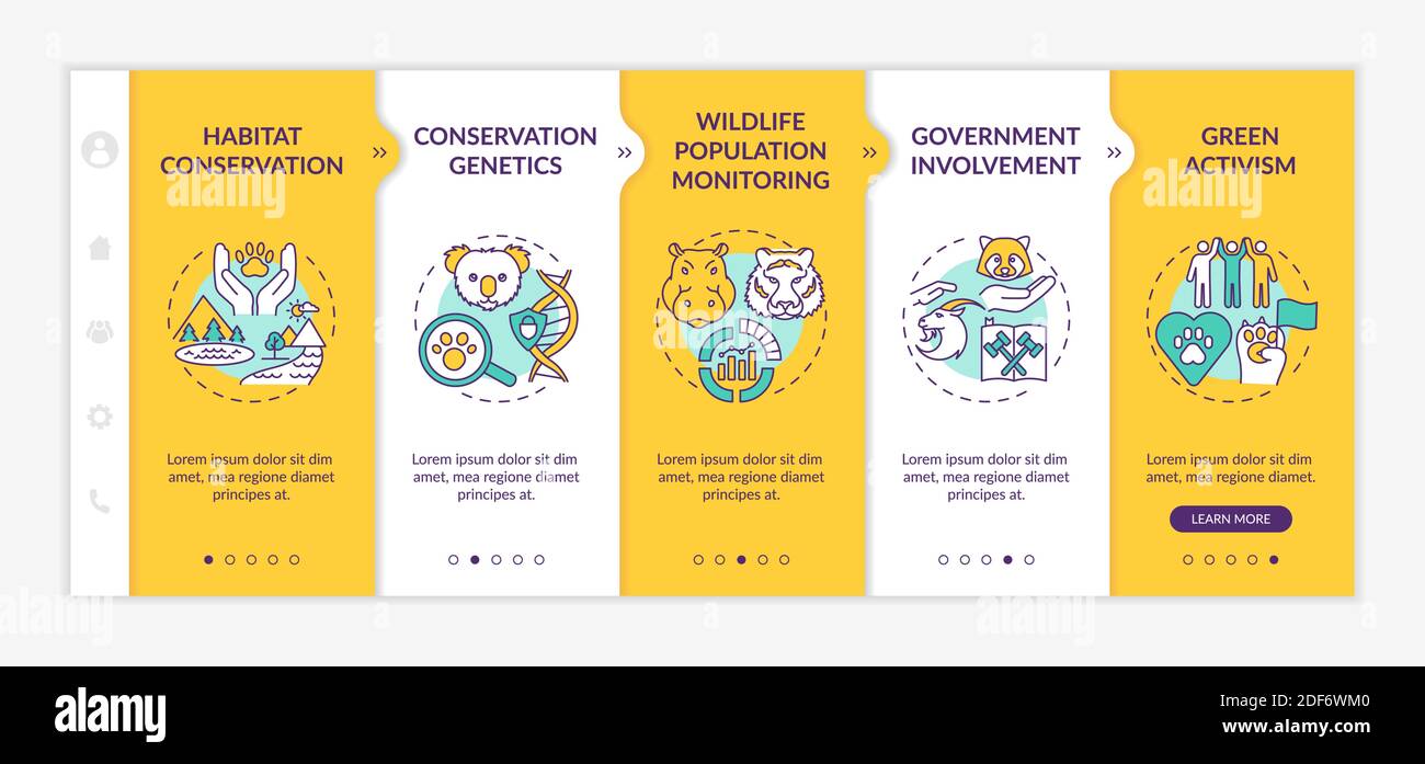 Modello vettore di onboarding per la conservazione della fauna selvatica Illustrazione Vettoriale