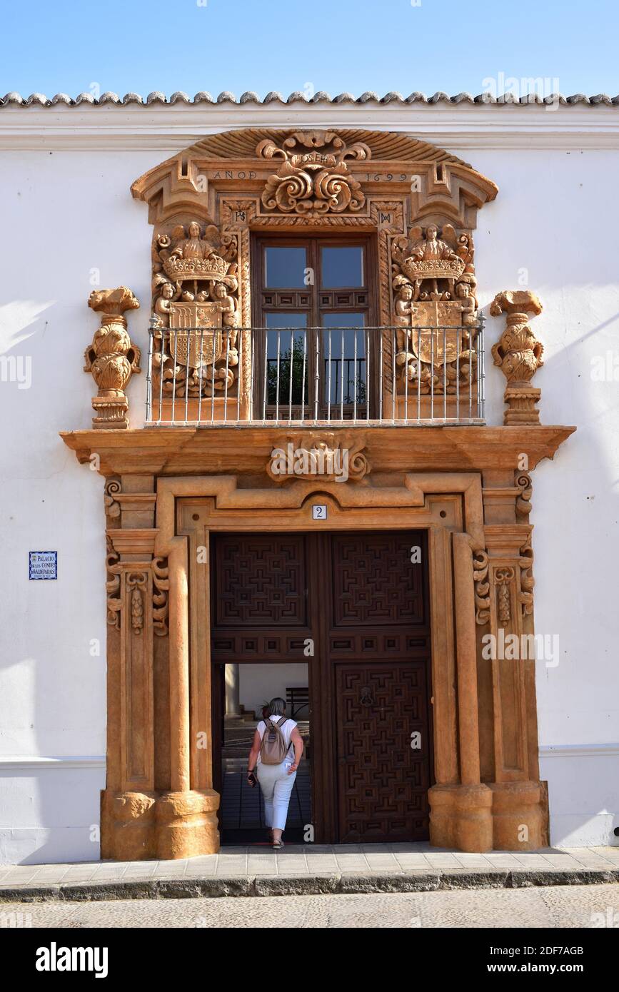Almagro, Palacio de los Condes de Valparaiso, ingresso principale. Provincia di Ciudad Real, Castilla-la Mancha, Spagna. Foto Stock