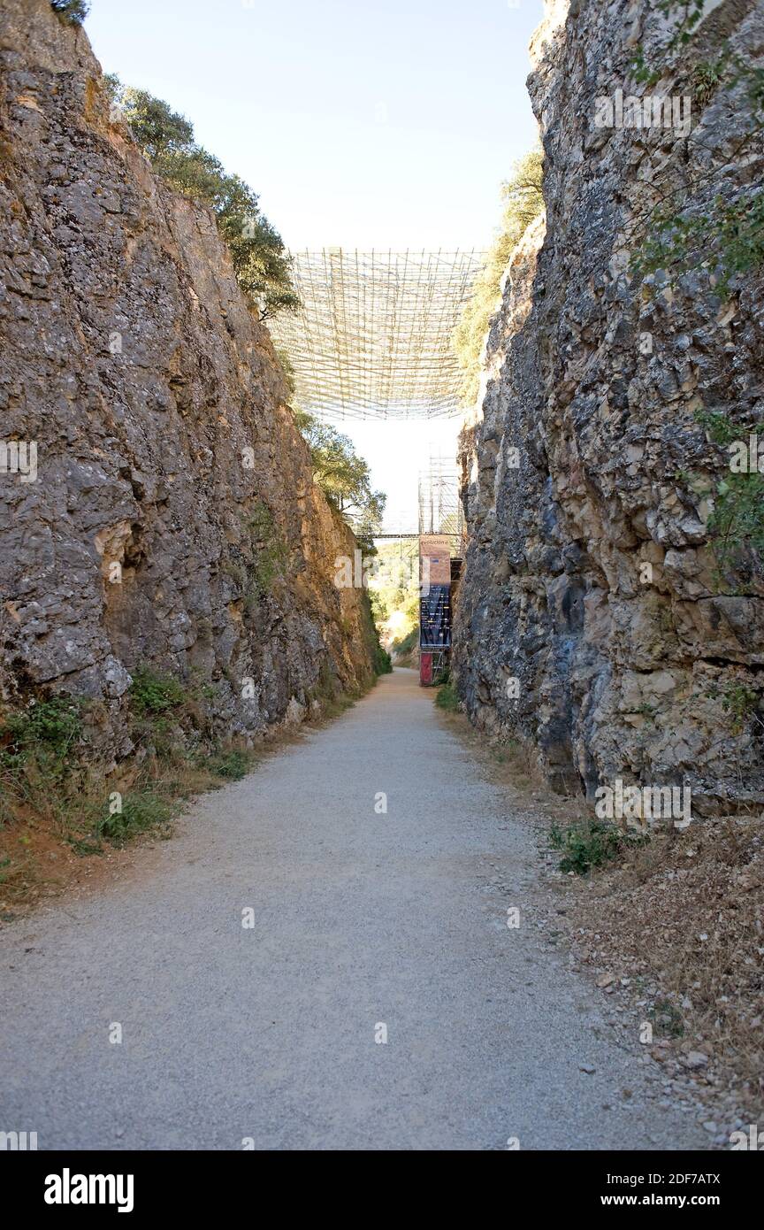 Sito archeologico di Atapuerca Patrimonio dell'Umanità. Provincia di Burgos, Castilla y Leon, Spagna. Foto Stock