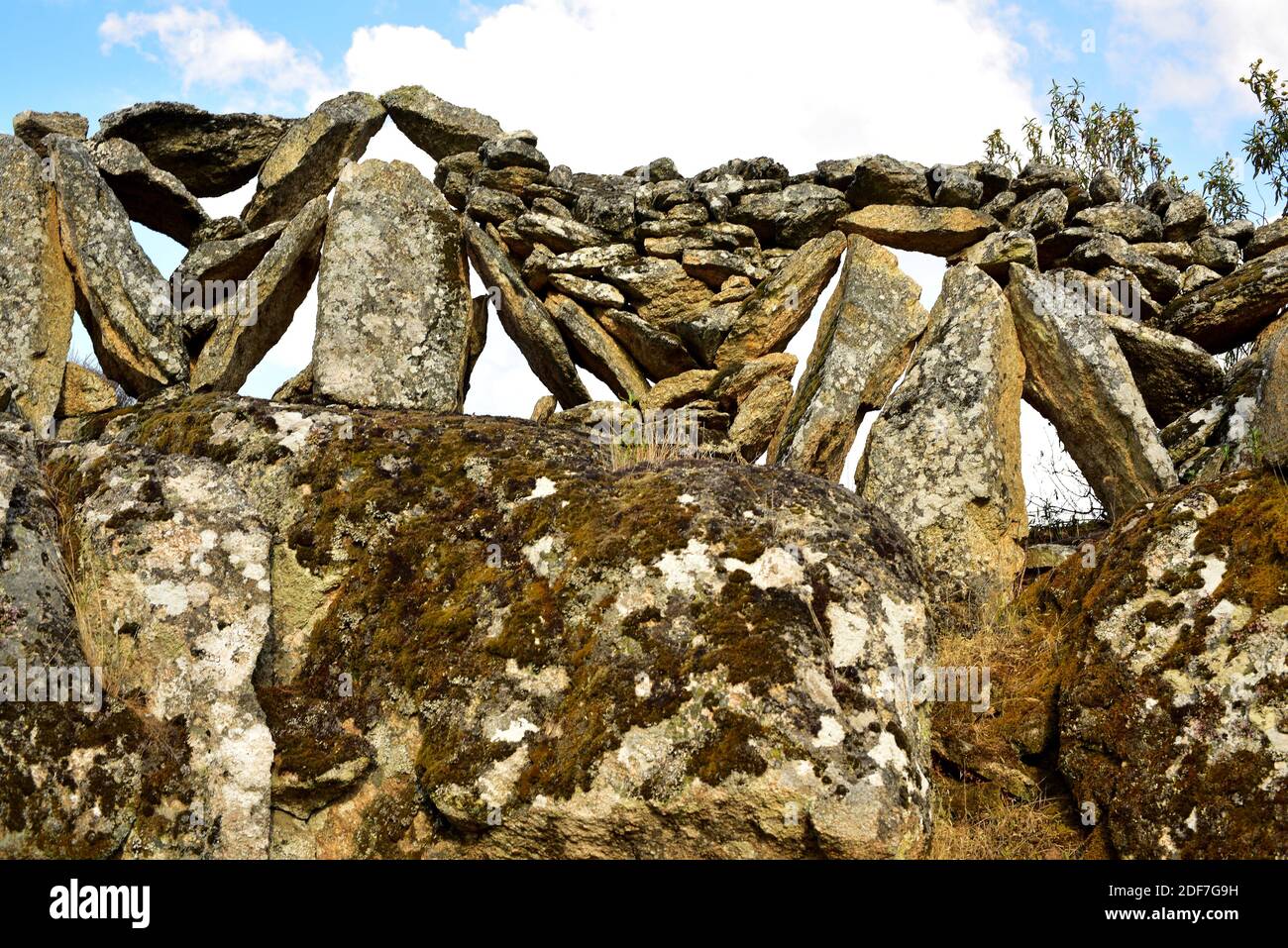 Muro di pietra a secco. Sayago, provincia di Zamora, Castilla y Leon, Spagna. Foto Stock