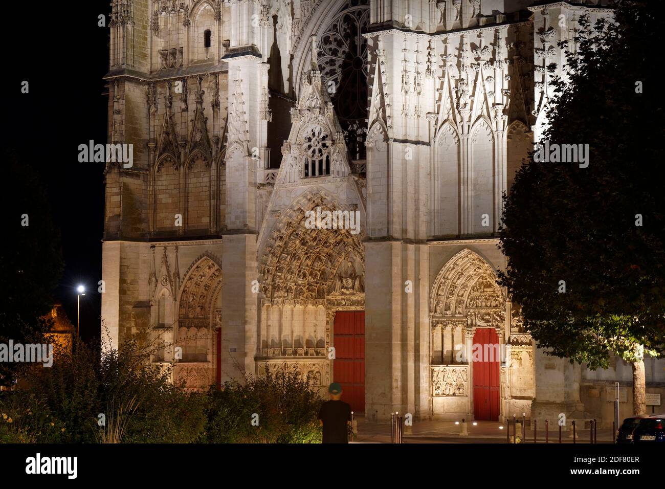 Francia, Yonne, Auxerre, Cattedrale di Saint Etienne, facciata occidentale Foto Stock