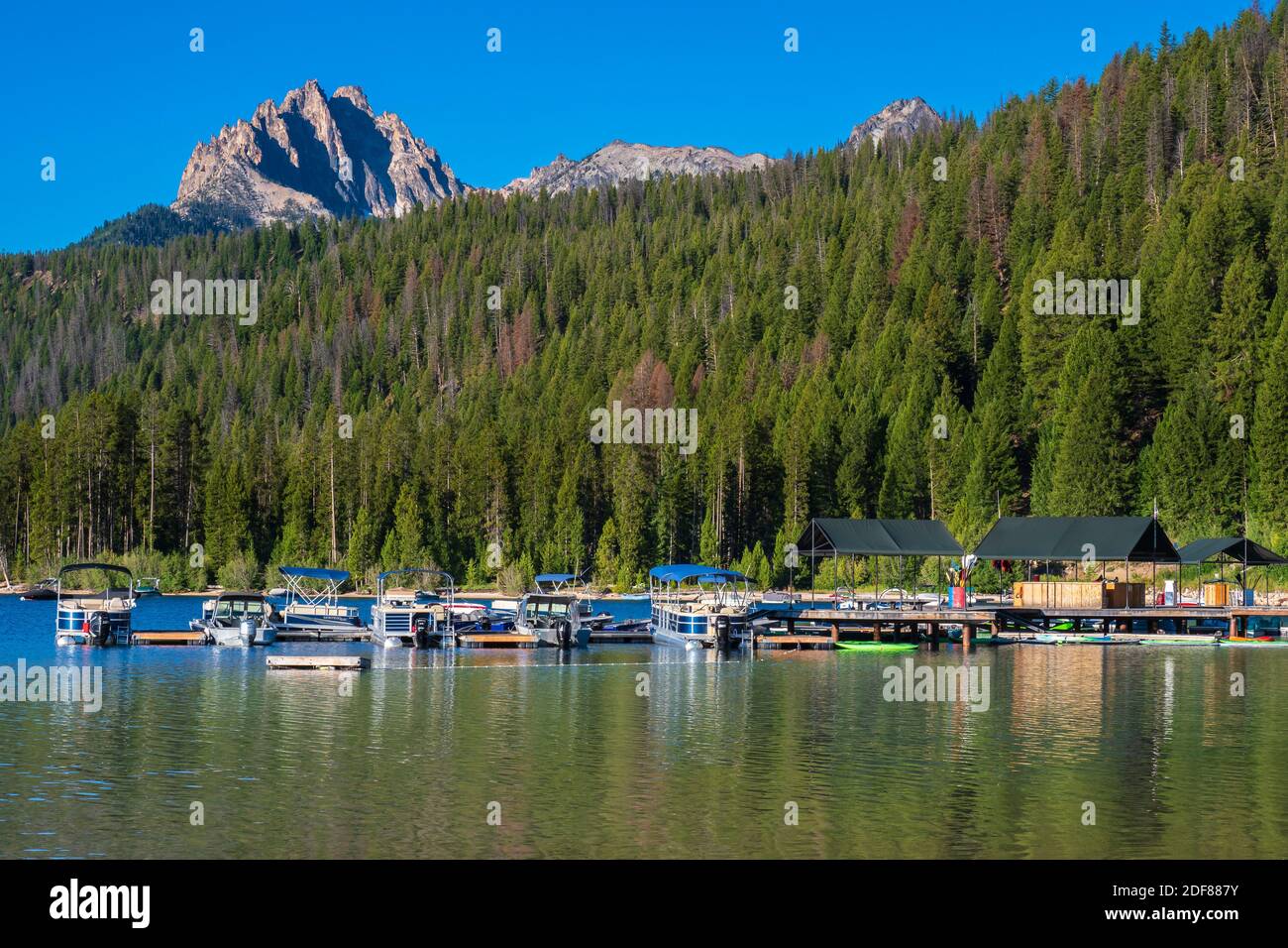 Porto turistico di Redfish Lake Lodge, Sawtooth National Recreation Area, Stanley, Idaho. Foto Stock