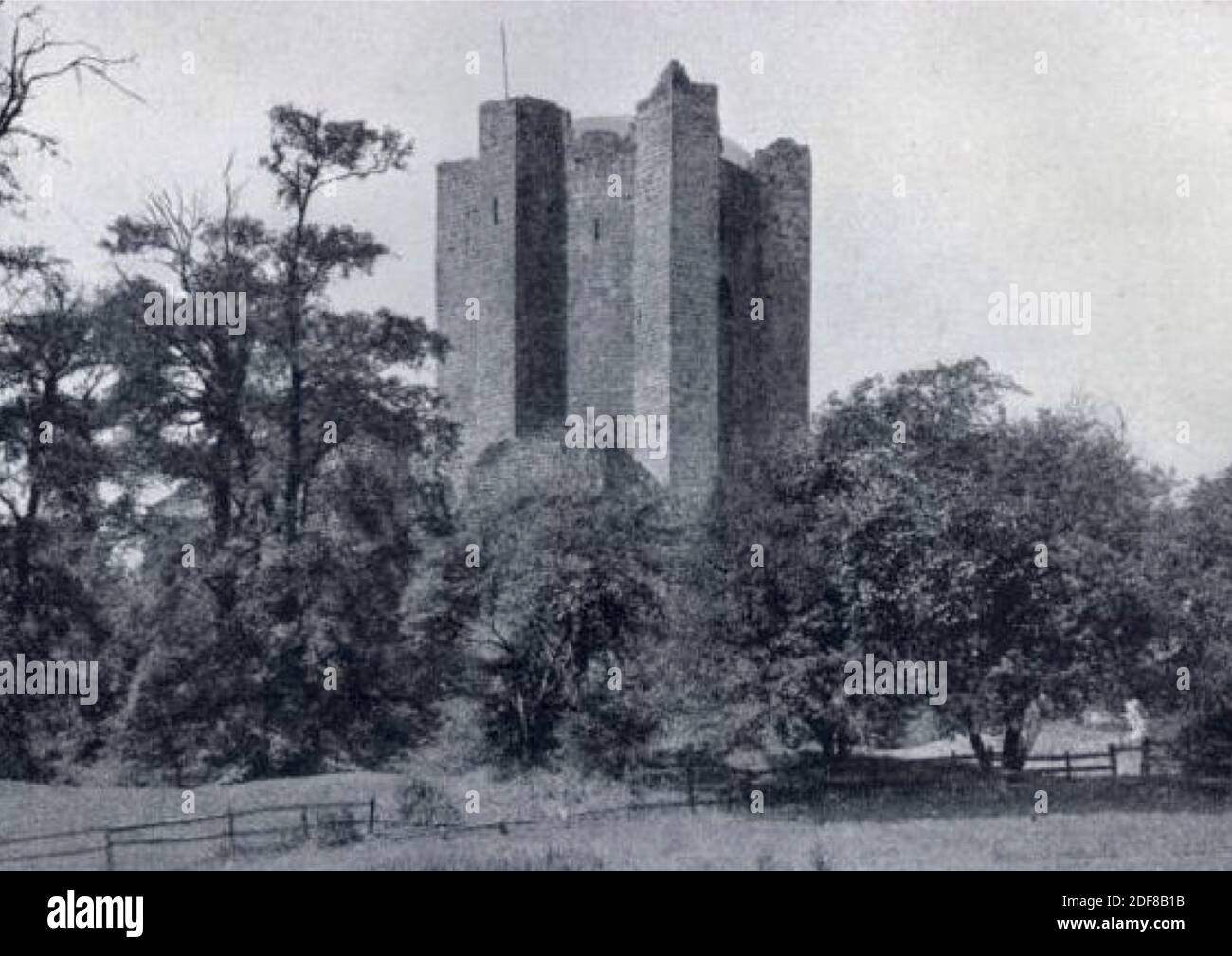 Antica fotografia d'epoca del Castello di Conisbrough, Doncaster, South Yorkshire, Inghilterra. Foto Stock