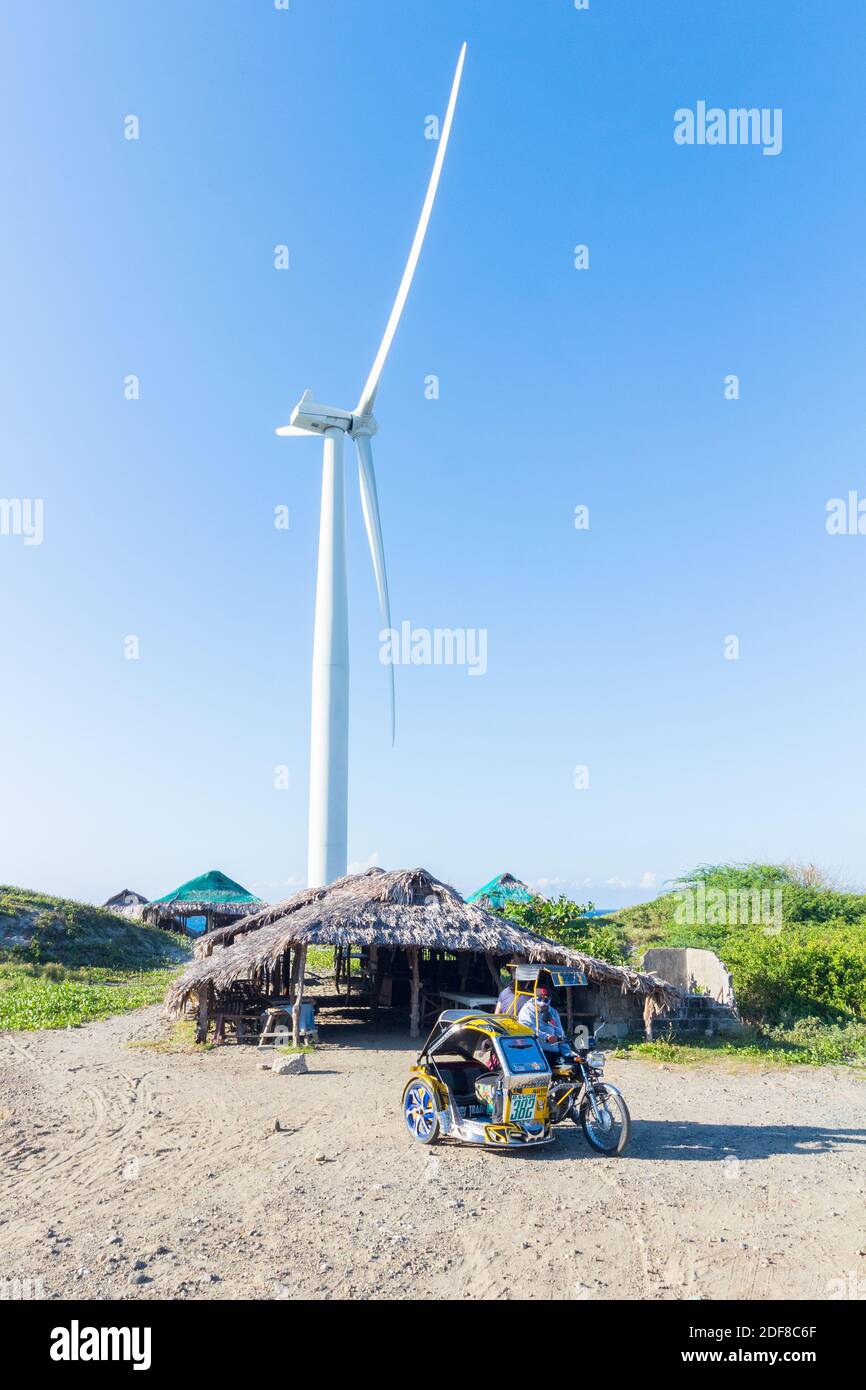 Il Windfarm di Bangui a Ilocos Norte, Filippine Foto Stock