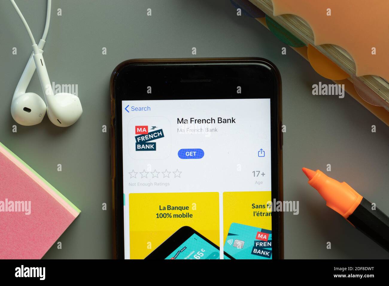 New York, USA - 1 dicembre 2020: Icona dell'app mobile ma French Bank sullo schermo del telefono, editoriale illustrativo. Foto Stock