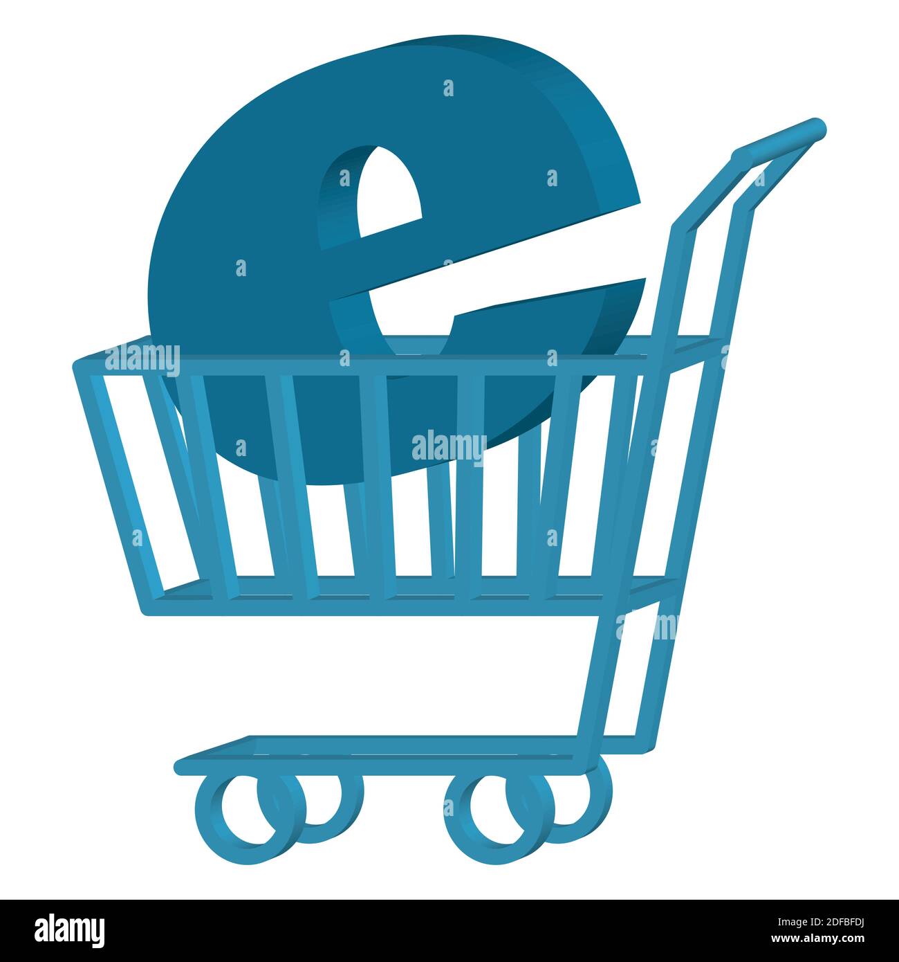 Carrello di shopping che porta la lettera e. Concetto di e-commerce. Illustrazione vettoriale. Illustrazione Vettoriale