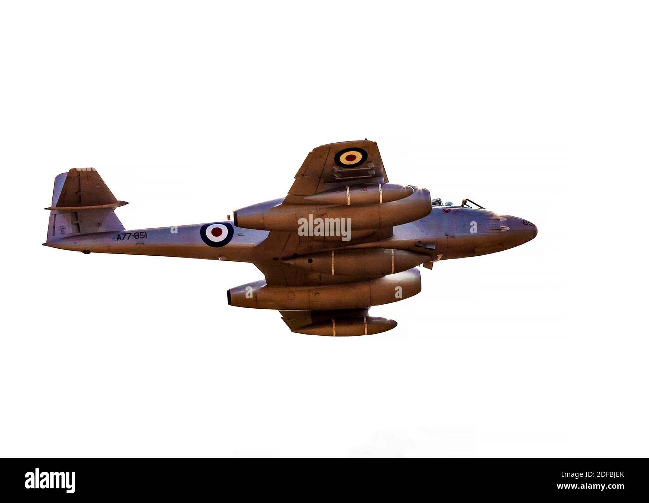 Gloster Meteor F8 in volo al Tempora Warbirds Downunder Air Show 2018 in Australia Foto Stock
