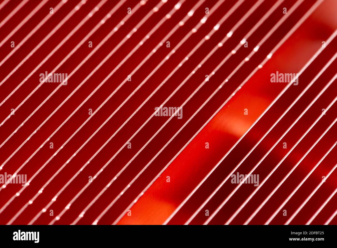 Texture of Copper Radiator Heat Sink Vista dall'alto Foto Stock