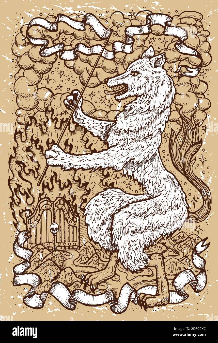 Simbolo zodiaco animale, oroscopo e vettore astrologico. Disegno grafico Illustrazione Vettoriale