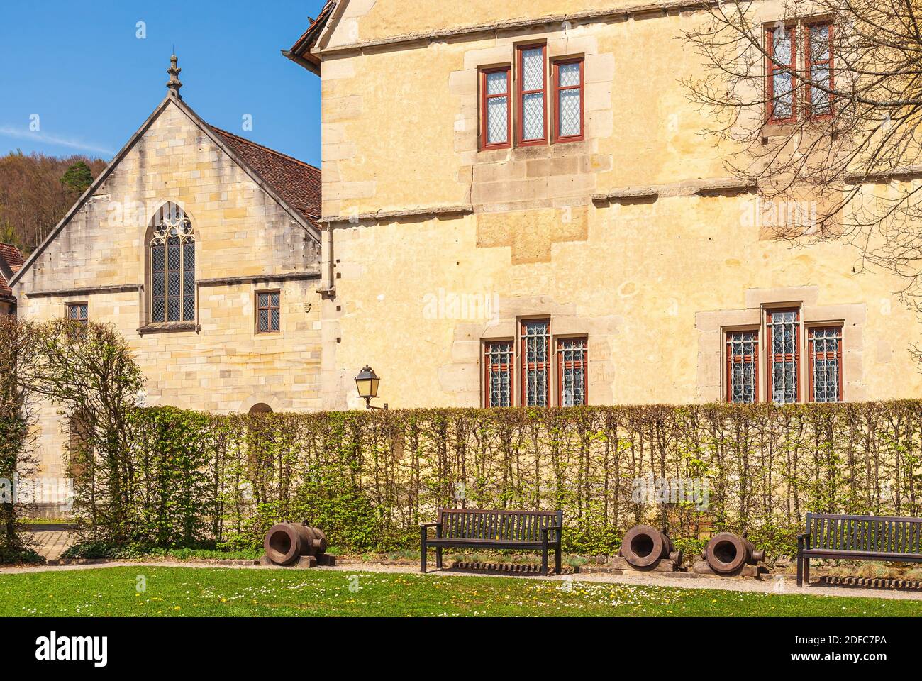 Impressioni sul villaggio e il complesso del palazzo e del monastero di Bebenhausen vicino a Tübingen, Baden-Württemberg, Germania. Foto Stock