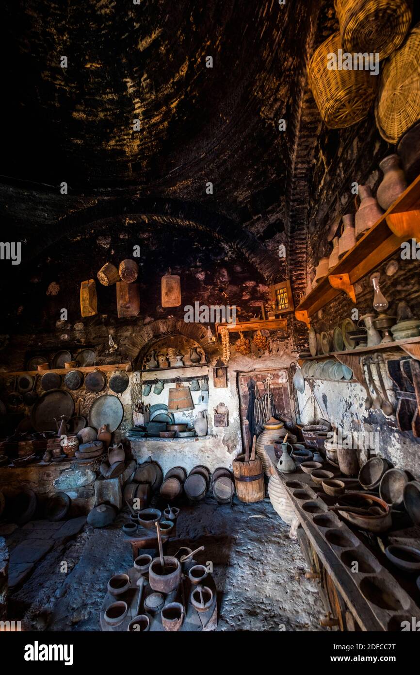 Grecia, Tessaglia, Valle della Penea, Kalambaka, monasteri ortodossi di Meteora, patrimonio mondiale dell'UNESCO, Grande M?t?ore, museo interno Foto Stock