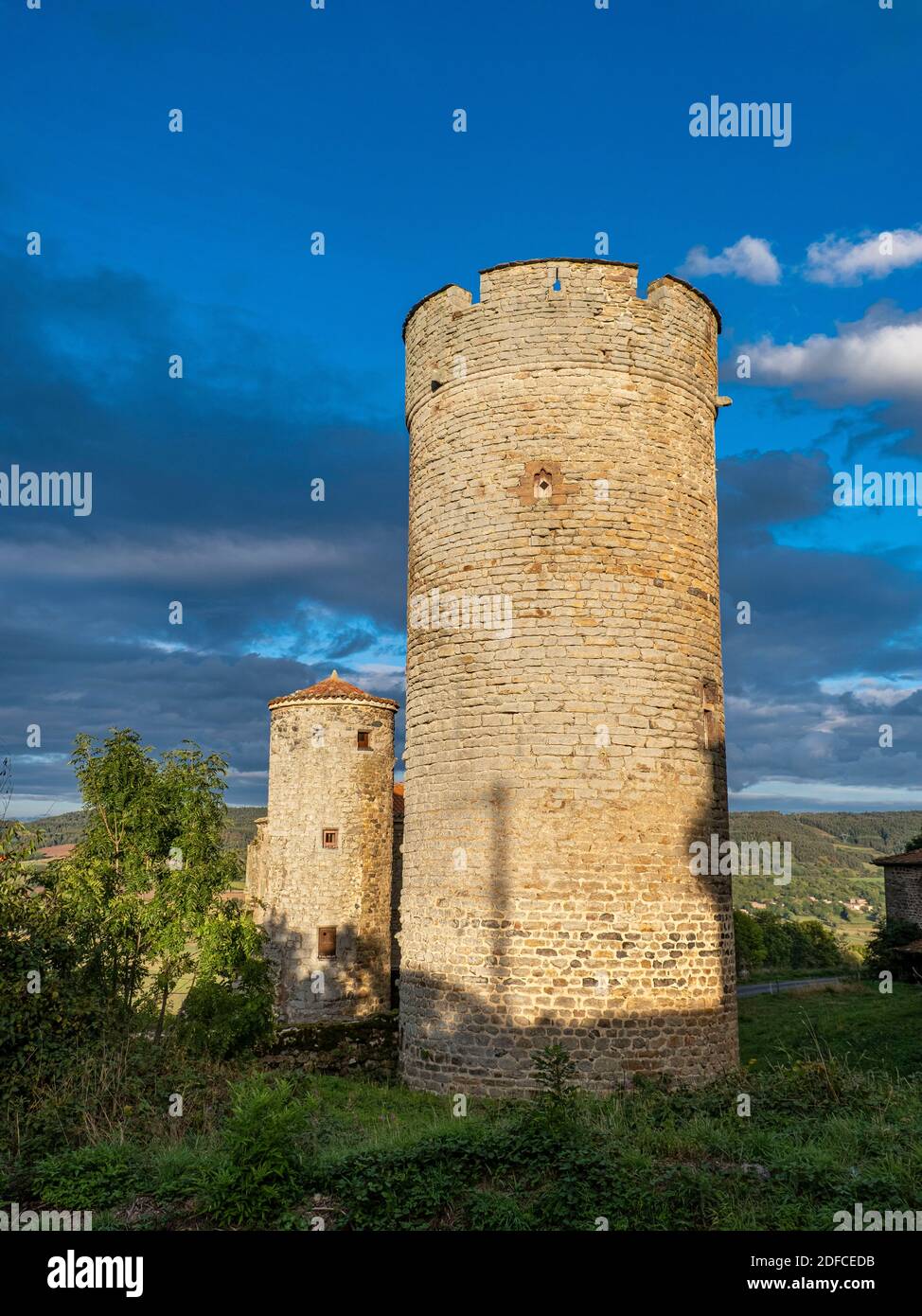 Francia, alta Loira, Saint Privat d'Allier, castello di Mercoeur, valle dell'Allier Foto Stock