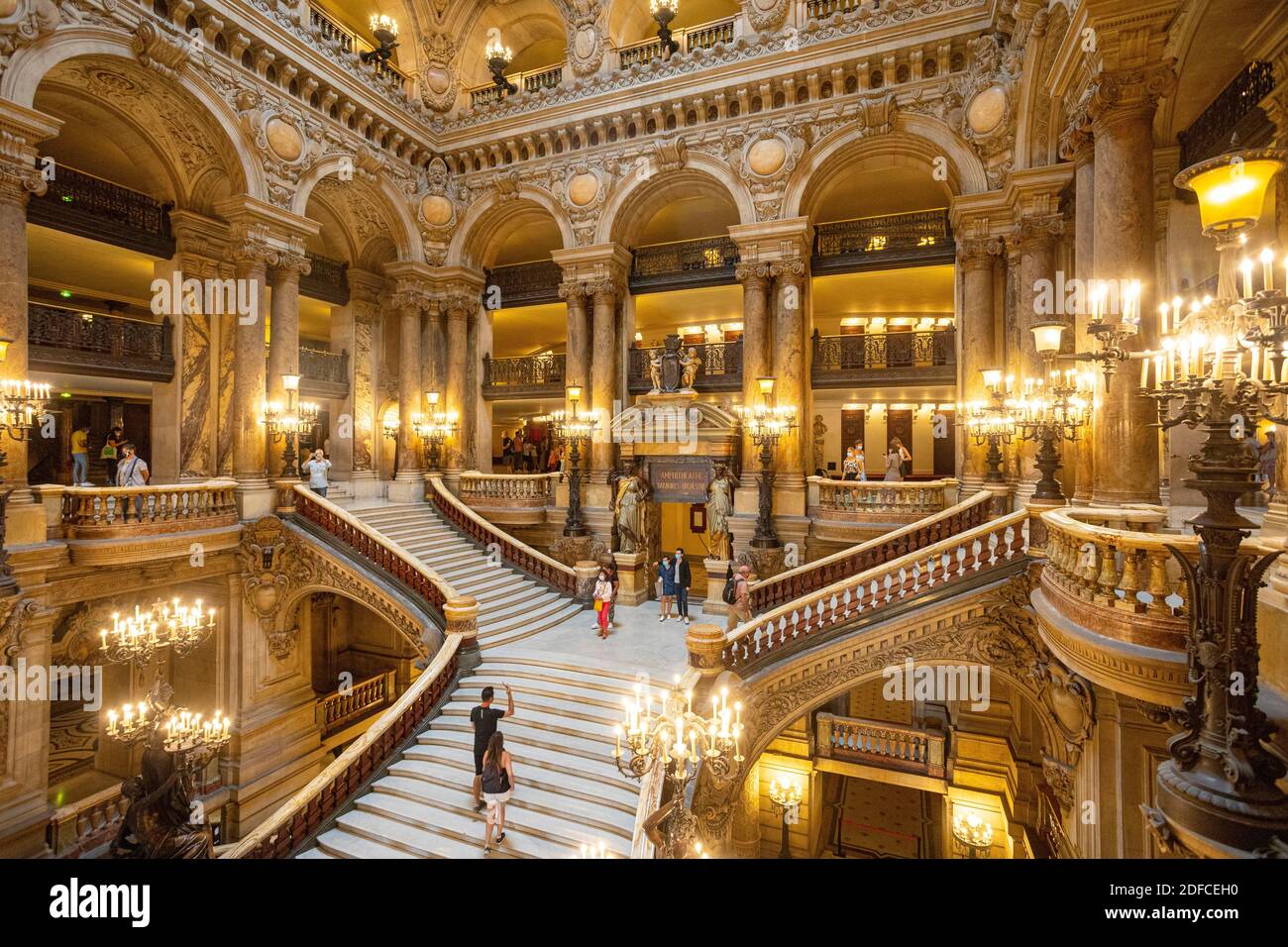 Francia, Parigi, l'Opera Garnier, Giornate del Patrimonio, il Grand Escalier d'Appartat Foto Stock