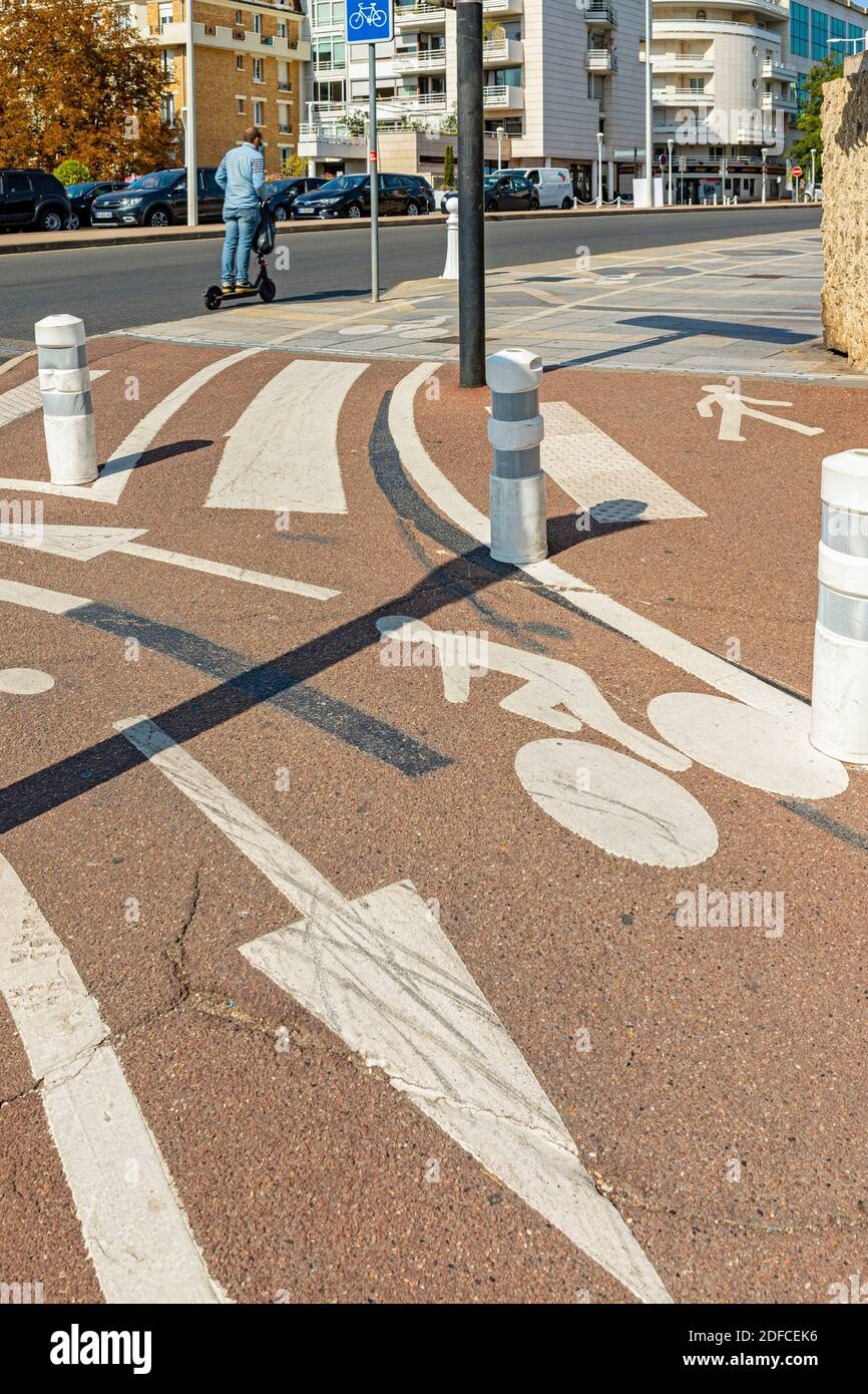 Francia, Hauts de Seine, Boulogne Billancourt, piste ciclabili Foto Stock