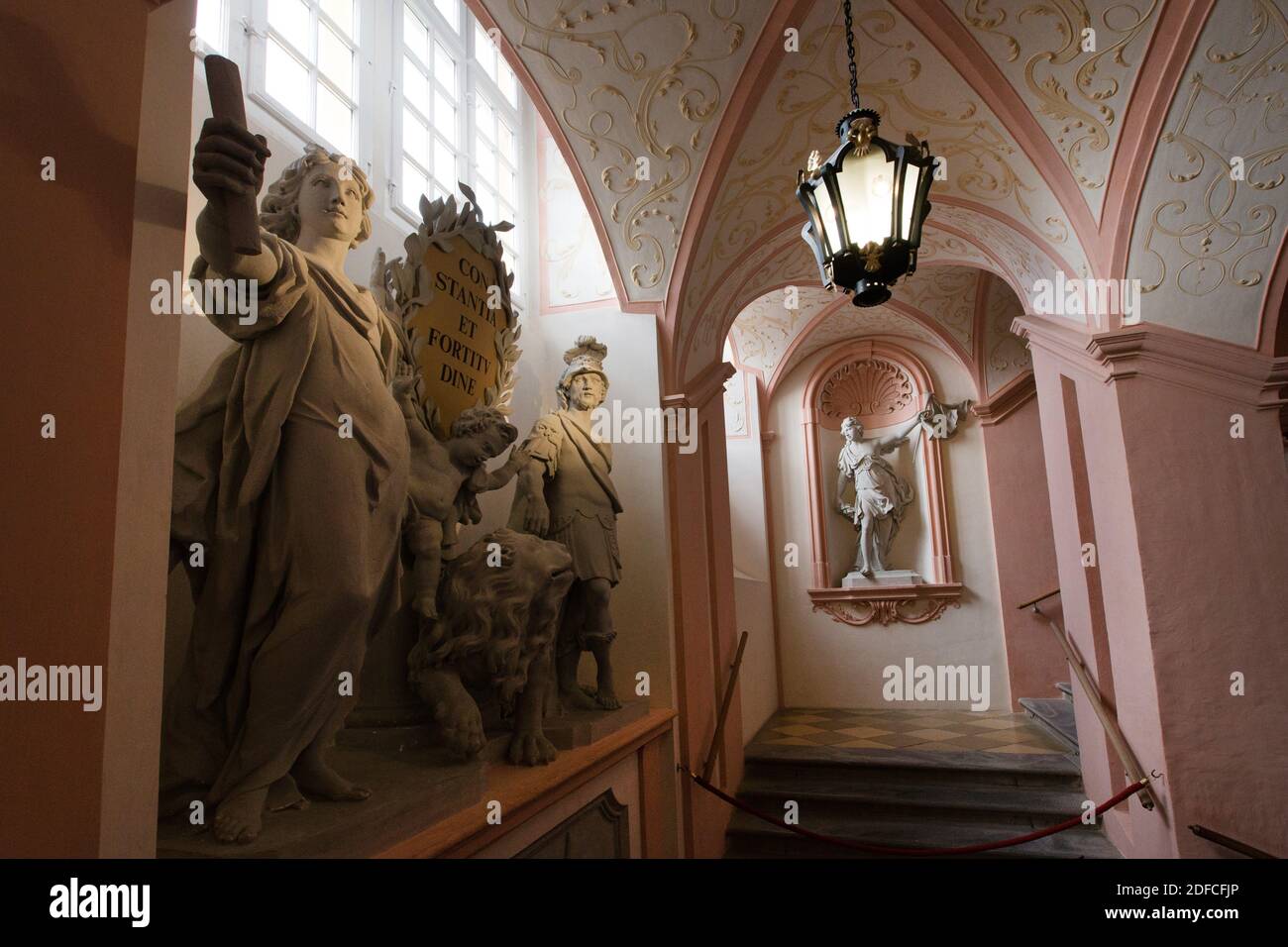 ABBAZIA DI MELK, ARTE BAROCCA, ABBAZIA BENEDETTINA DELLA BASSA AUSTRIA, PIANURA DI WACHAU, VALLE DEL DANUBIO, AUSTRIA Foto Stock