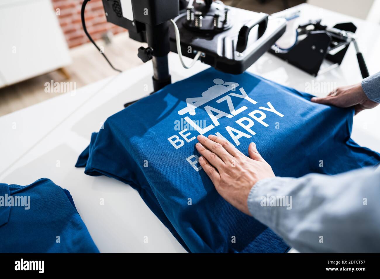 Stampa di magliette con trasferimento termico. Merchandising TShirt Foto Stock
