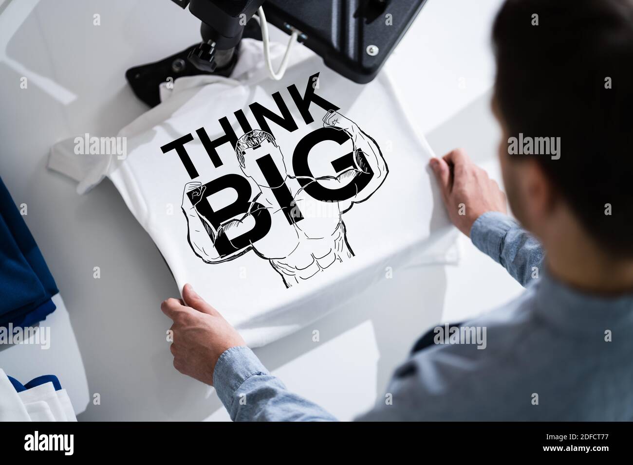 Stampa di magliette con trasferimento termico. Merchandising TShirt Foto Stock