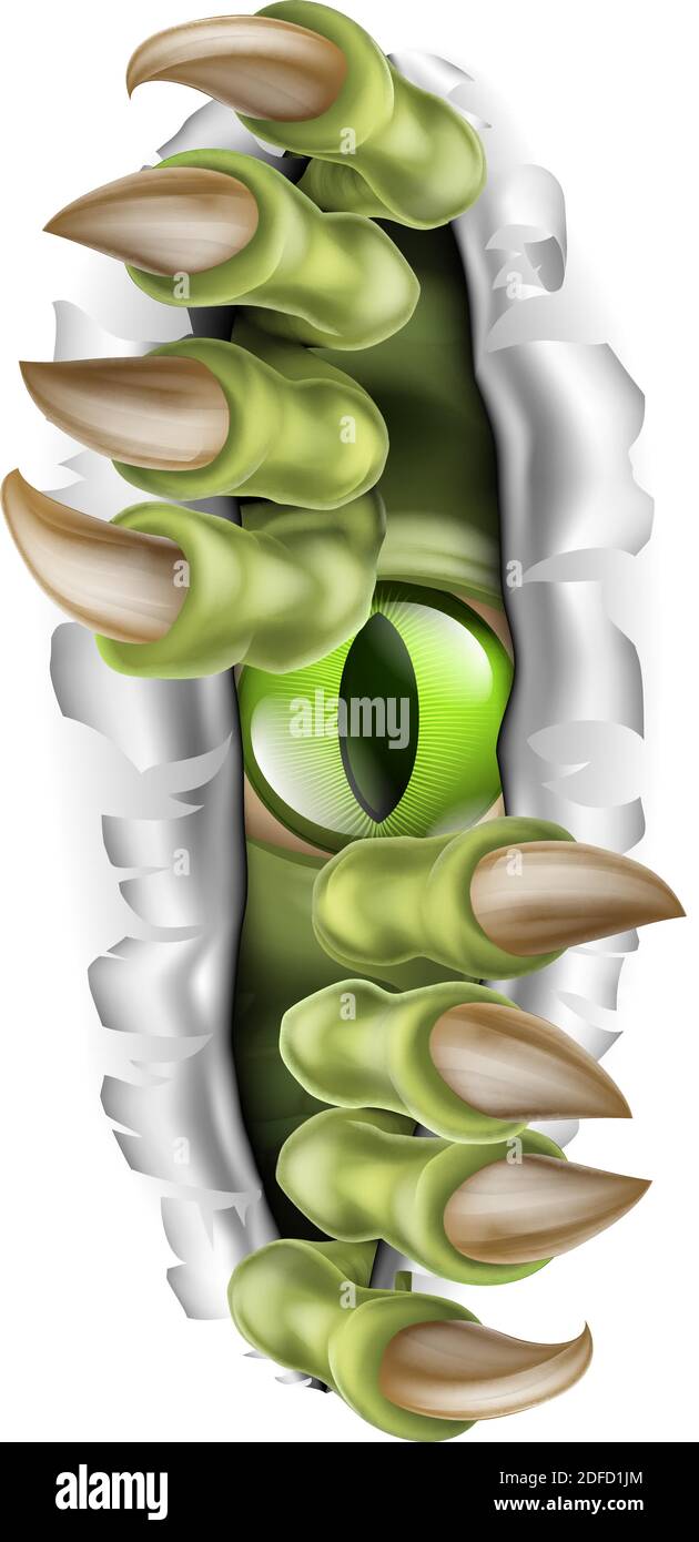 Mostro con Talon Claw che strappare UNA lacuna attraverso Wall Illustrazione Vettoriale