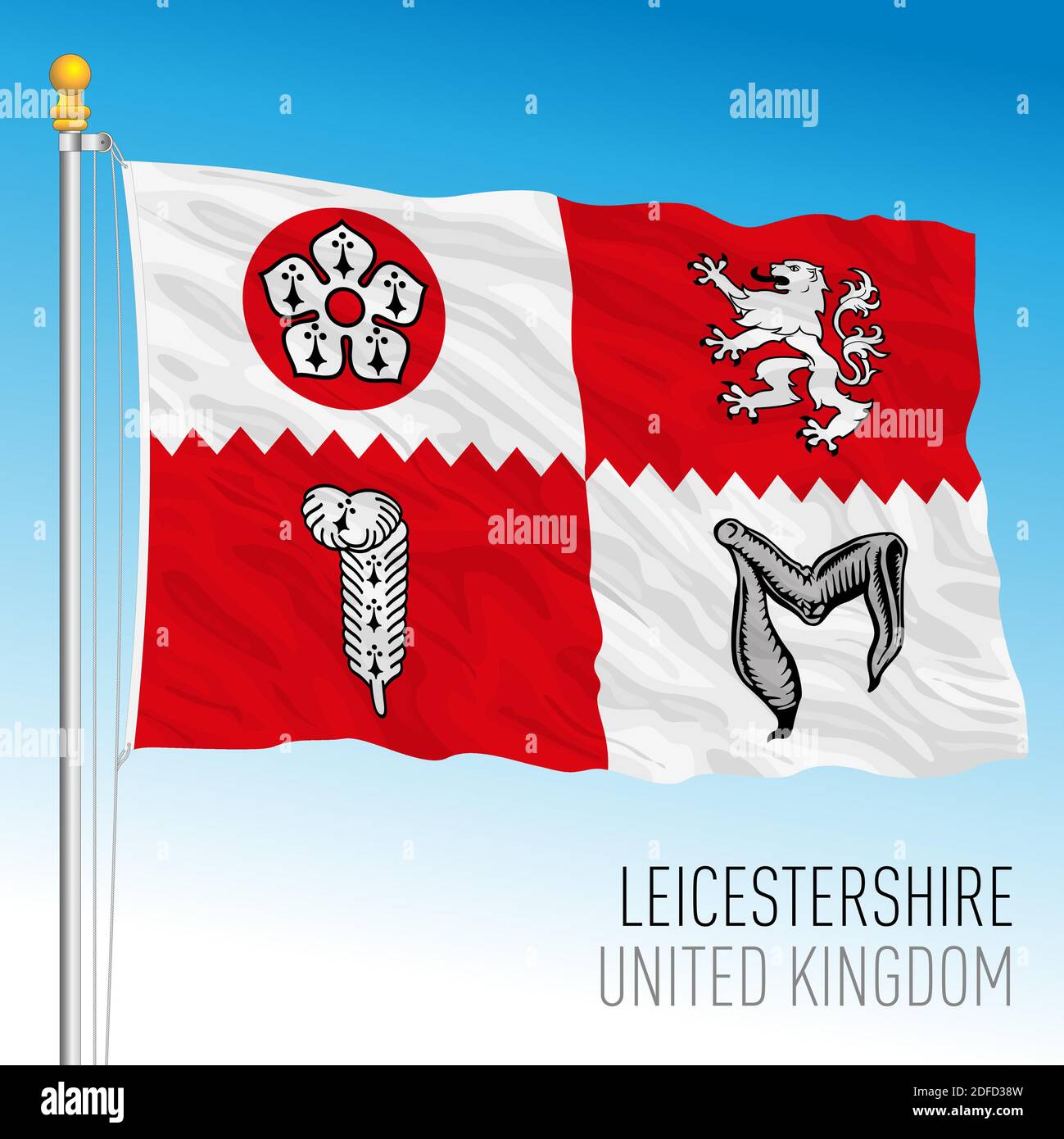 Bandiera della contea di Leicestershire, Regno Unito, illustrazione vettoriale Illustrazione Vettoriale