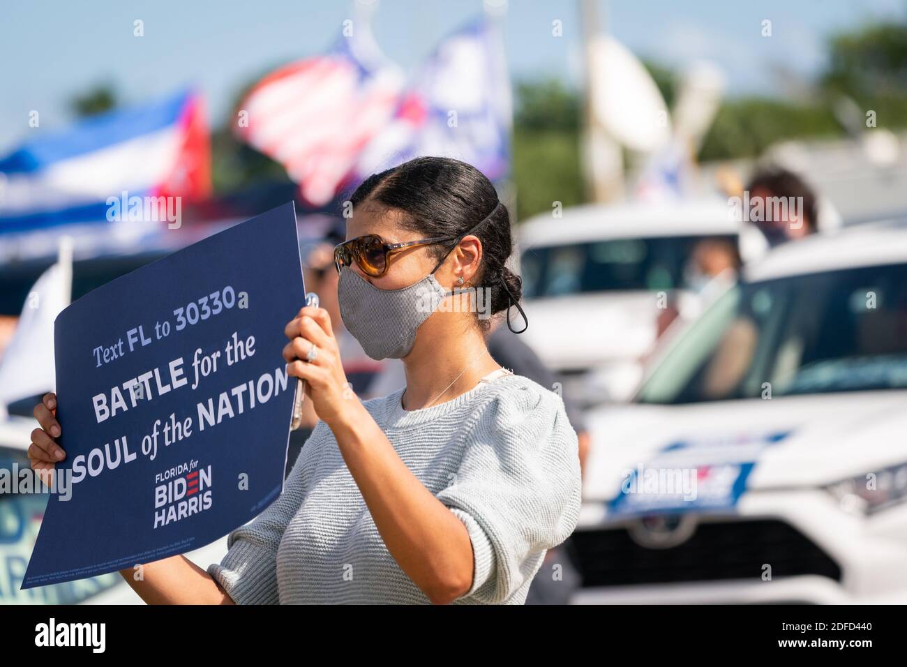 COCONUT CREEK, FL, USA - 29 ottobre 2020 - candidato presidenziale democratico americano Joe Biden al Drive-in Rally al Broward College - Coconut Creek, Flor Foto Stock