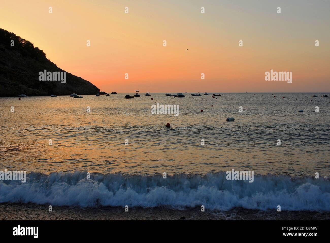 Romantico mare, Isola d'Elba, Italia, al tramonto Foto Stock