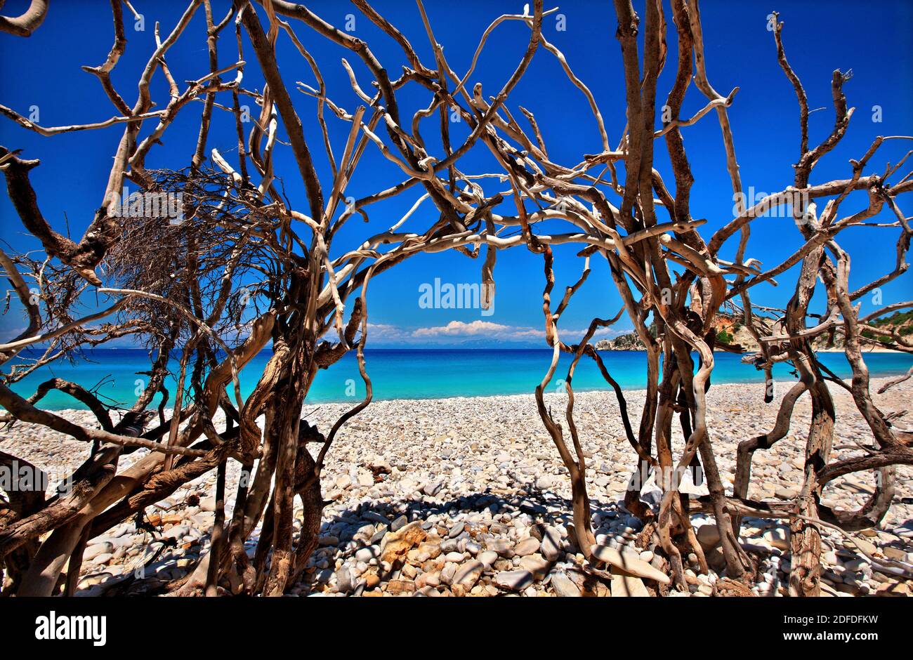 La spiaggia di Gidaki, la spiaggia più bella dell'isola di Ithaca ('Ithaki'), la 'patria' di Ulisse, il Mar Ionio, la Grecia. Foto Stock