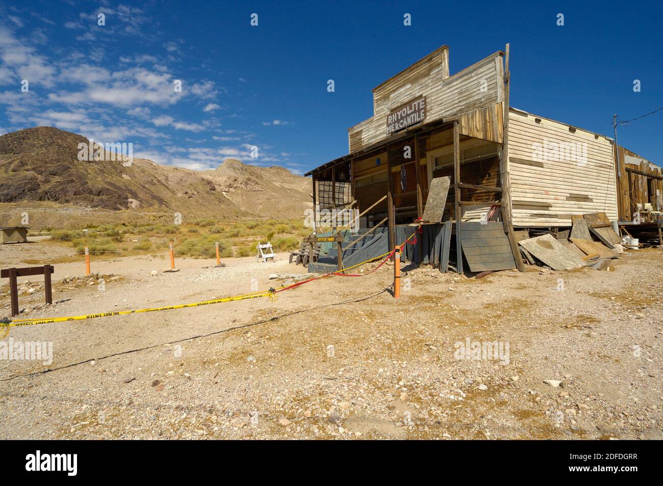 Città fantasma di Rhyolite, Contea di Nye, Nevada, Stati Uniti Foto Stock