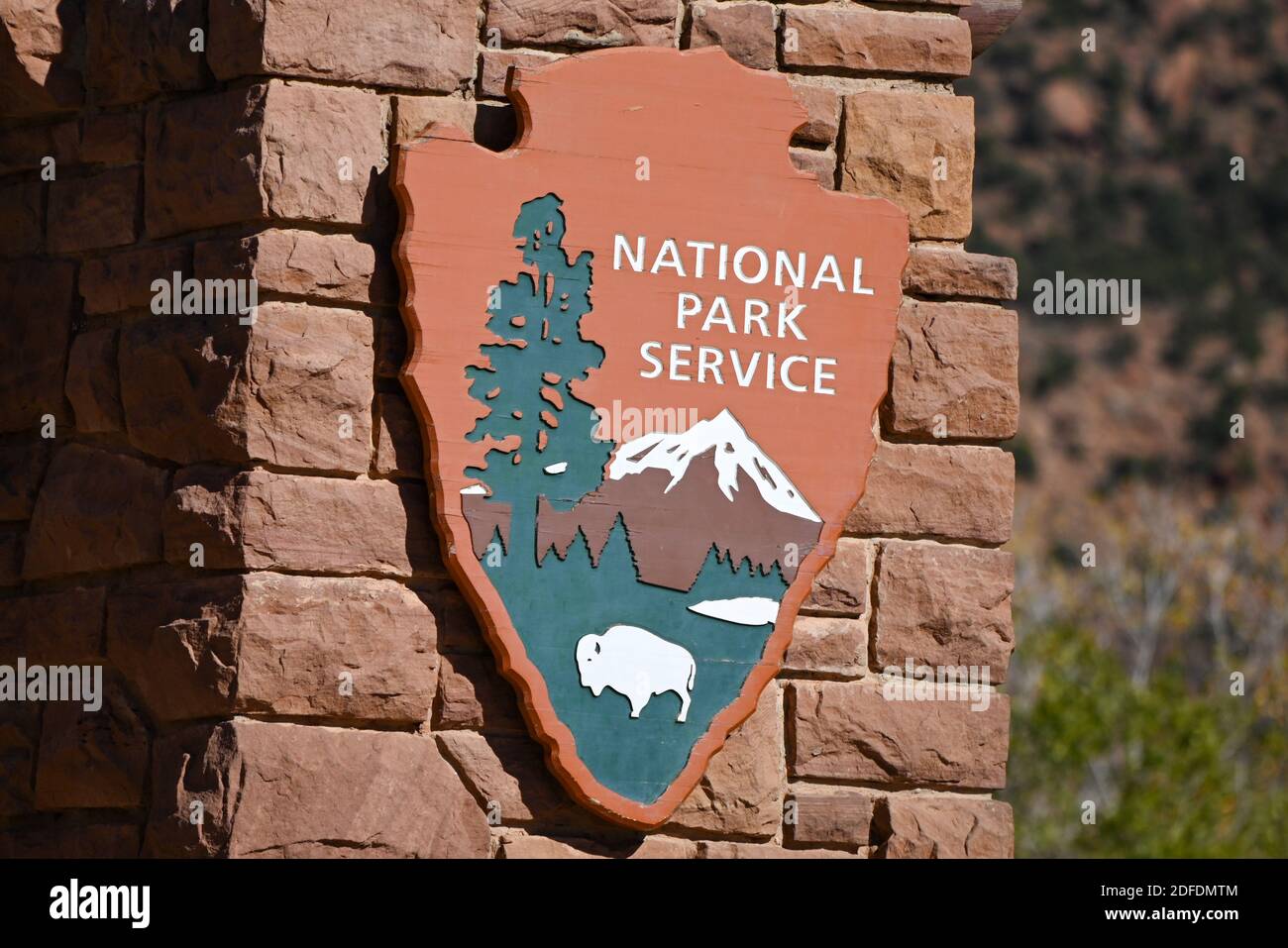 Vista generale della segnaletica del Parco Nazionale di Zion, mercoledì 11 novembre 2020, a Springdale, Utah. (Dylan Stewart/immagine dello sport) Foto Stock