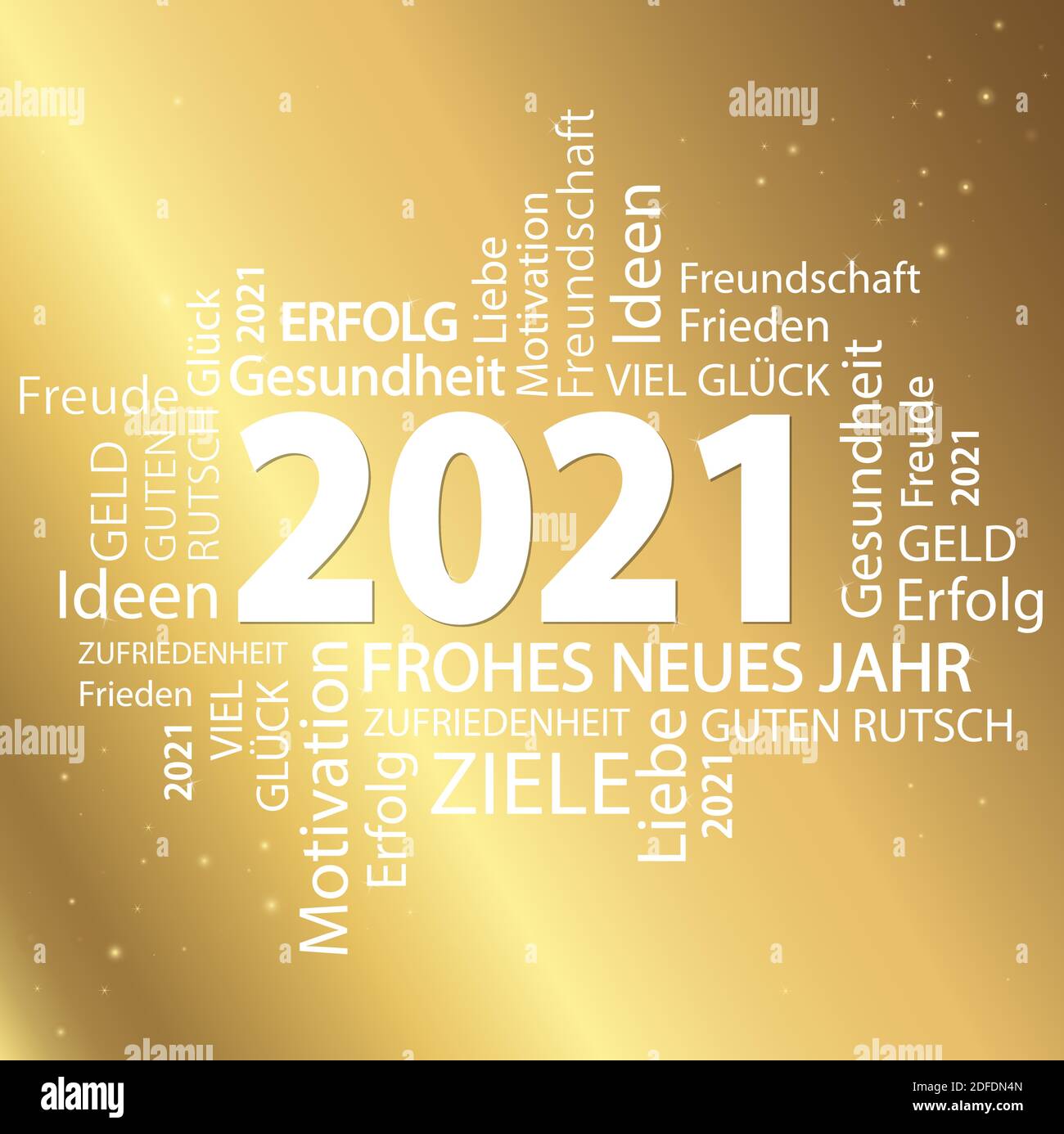 file vettoriale eps con nuvola di testo con il nuovo anno 2021 saluti e sfondo dorato Illustrazione Vettoriale